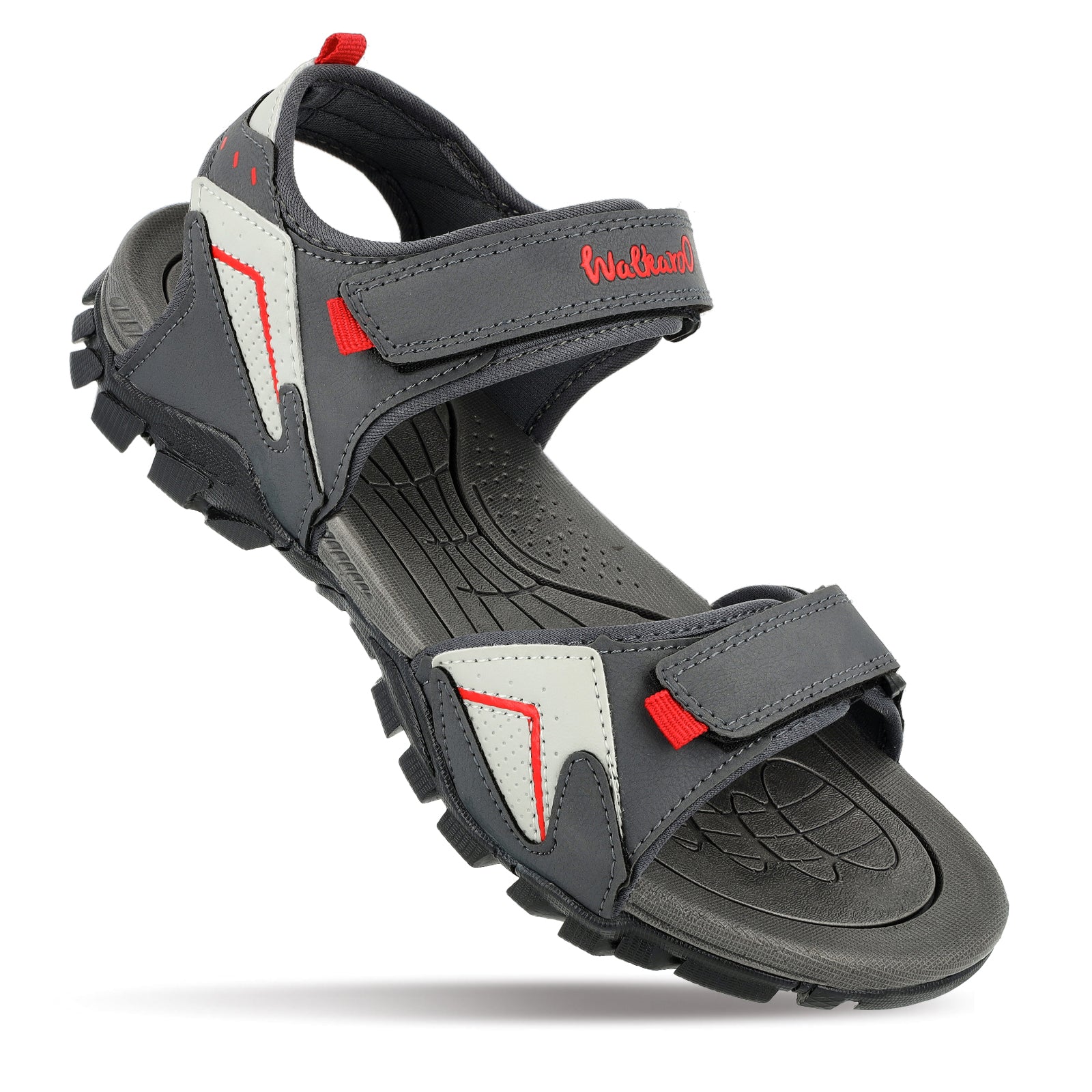 Walkaroo Men Strappy Floater Sandals - WC4362 Grey Red