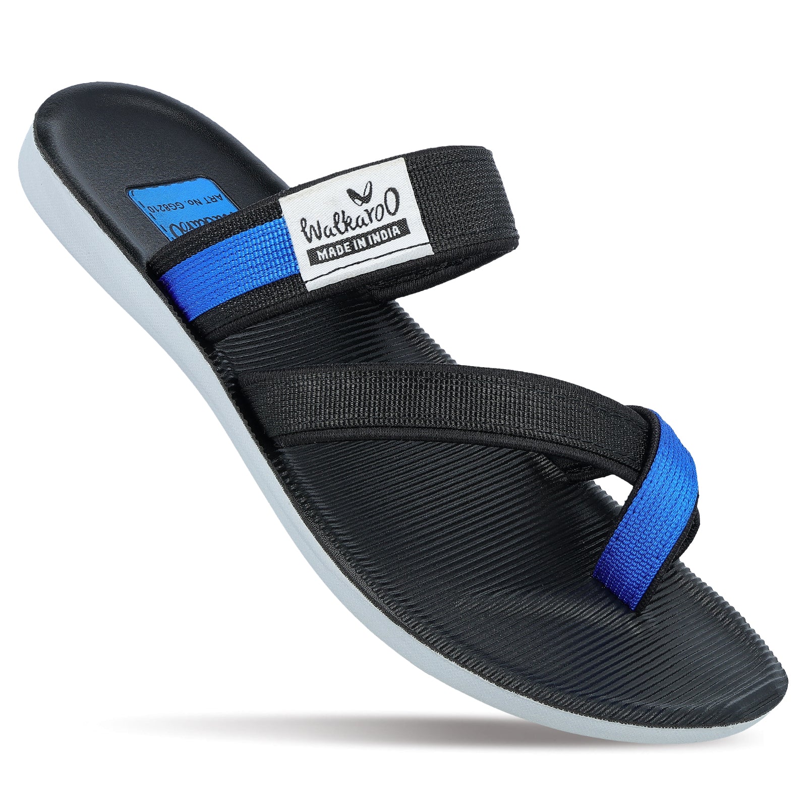 Men's Cross Strap Sandals GG8210 Black Blue - Main Image