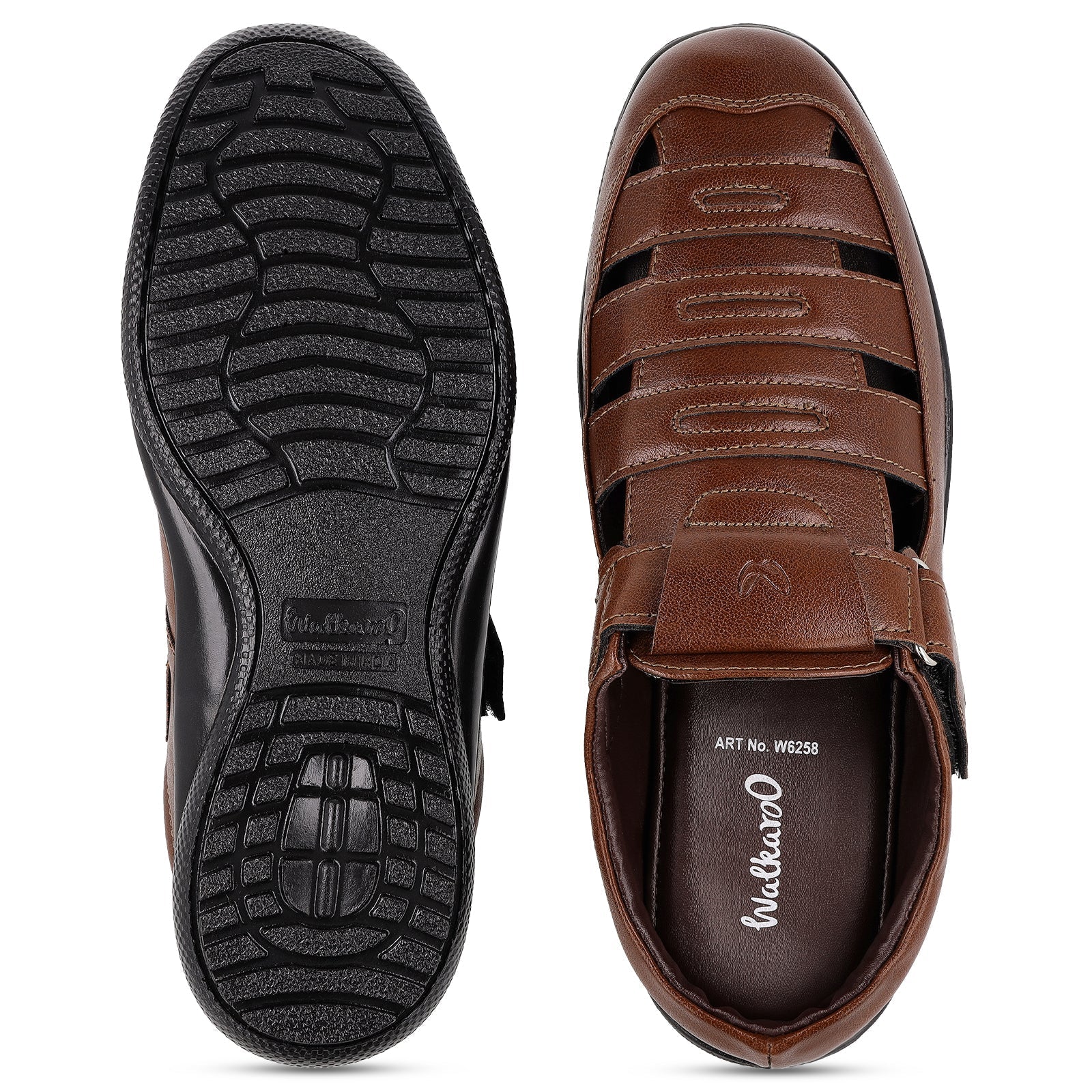 Walkaroo Men Roman Sandals - WF6258 Brown