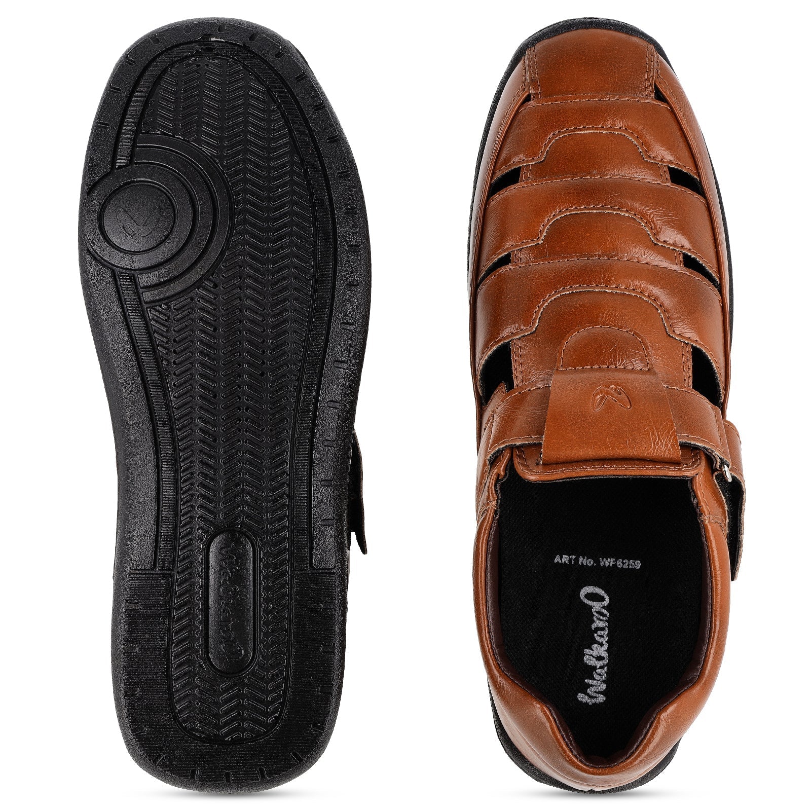 Walkaroo Xgo Gents Solid Roman Sandals - WF6259 Tan