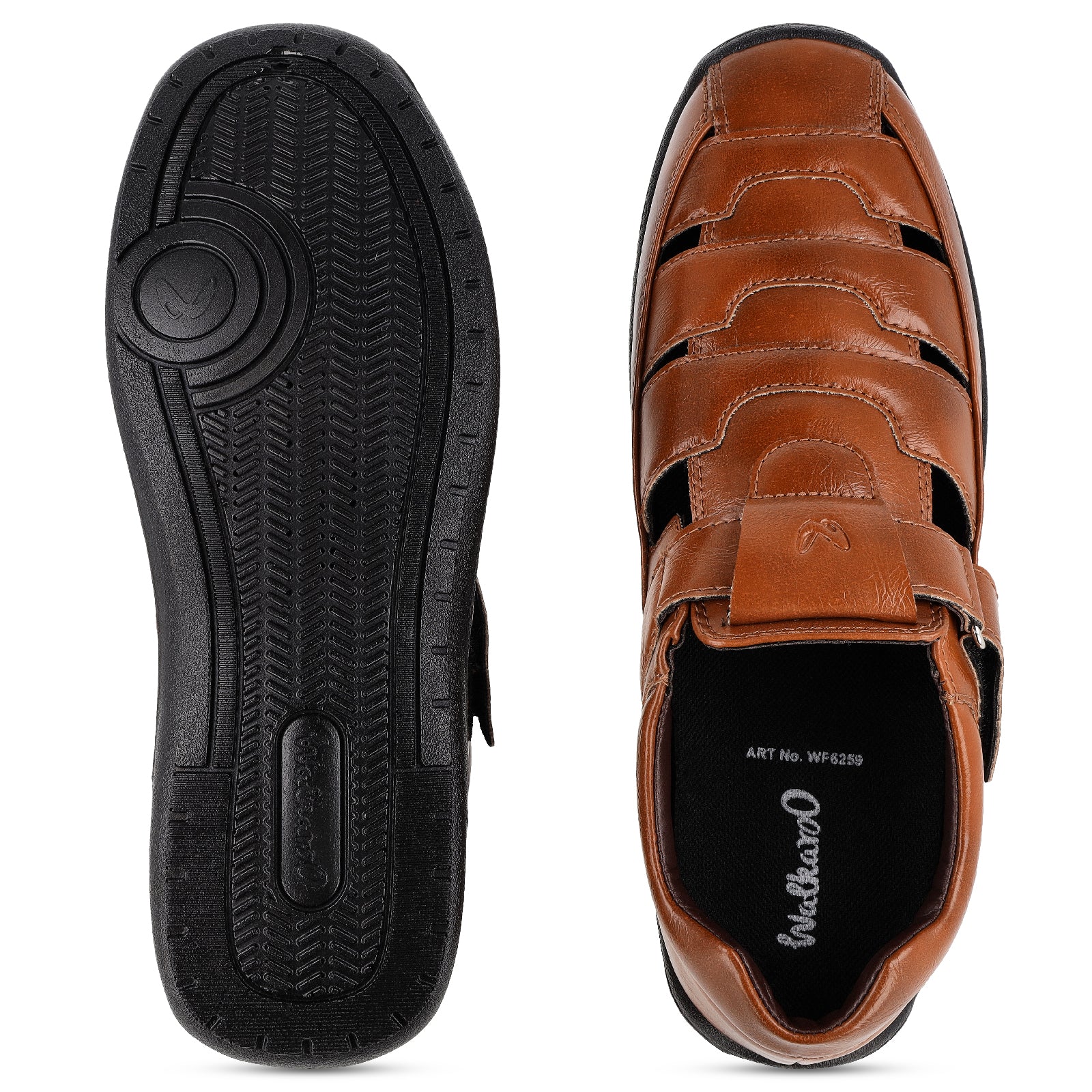 Walkaroo Xgo Gents Solid Roman Sandals - WF6259 Tan