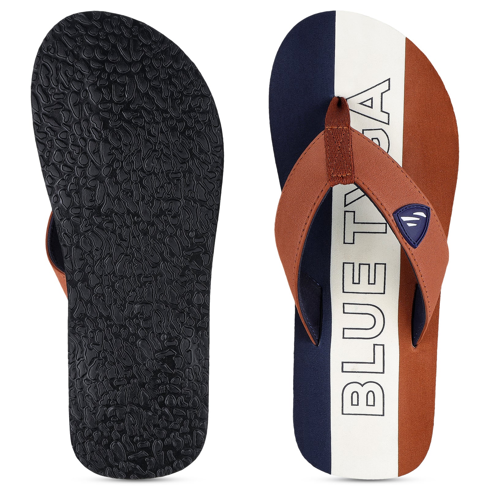Blue Tyga Men's Flip Flop Thong  - BT4274 Tan Blue