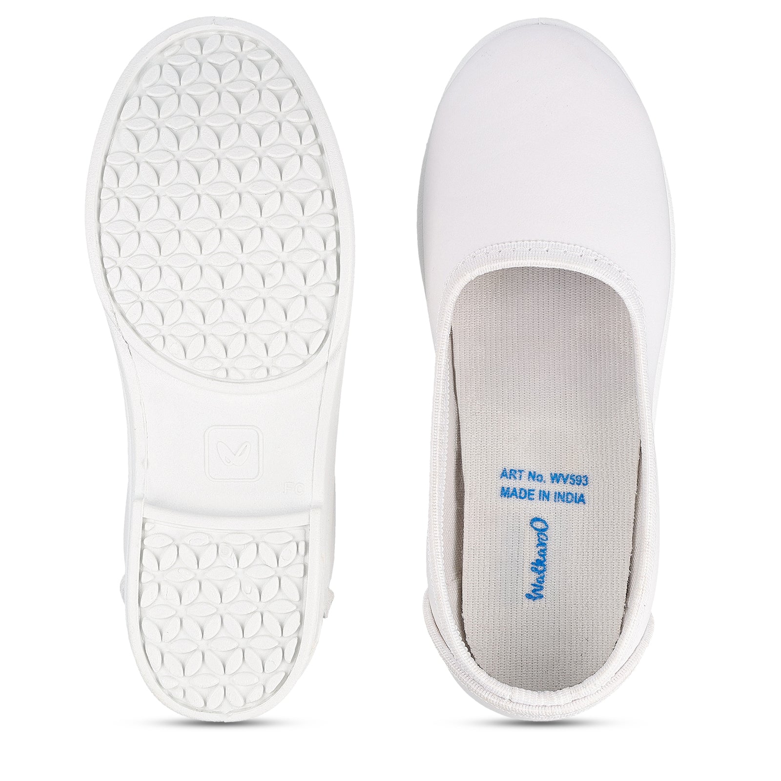 Kids Slip-On school Shoe - WV593 White