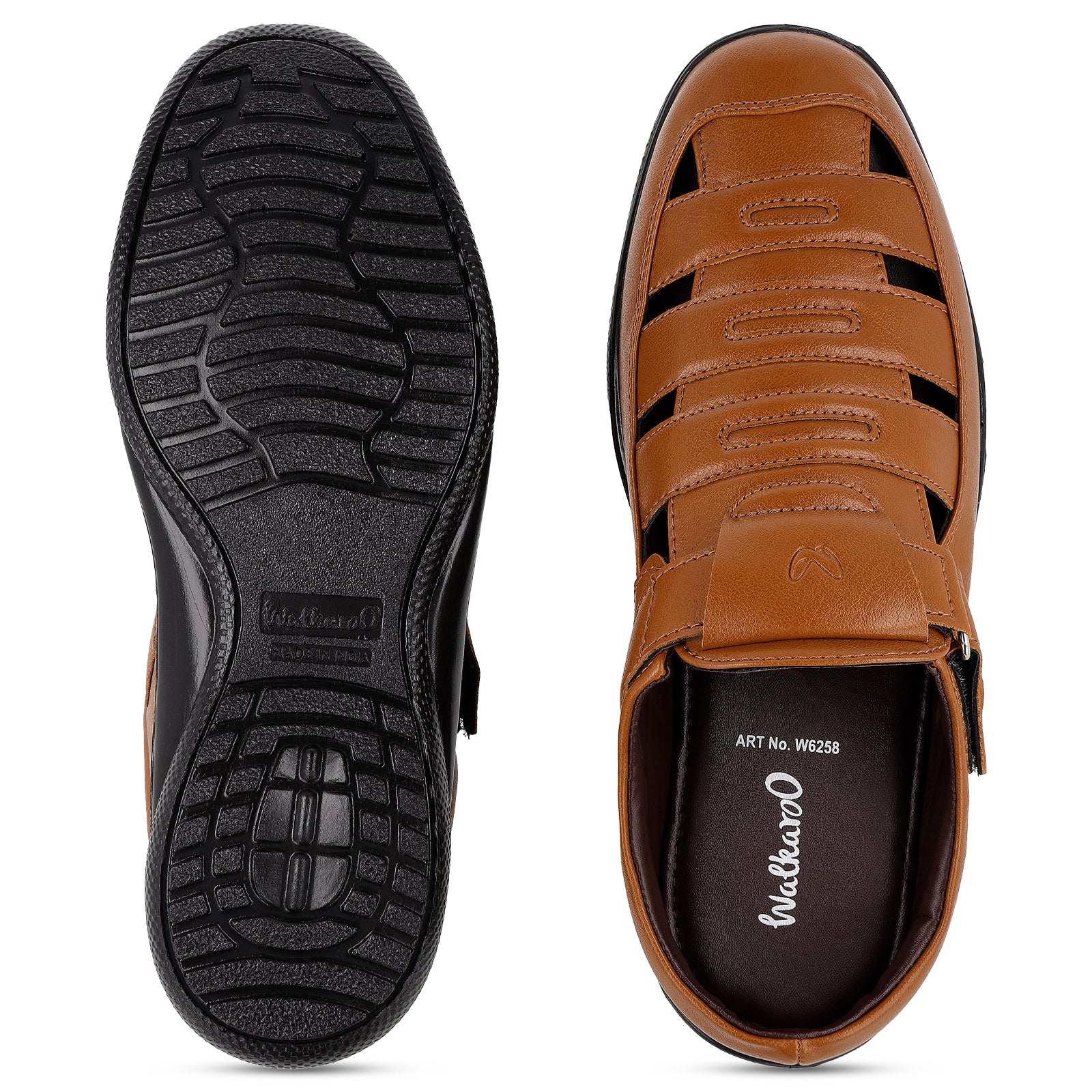 Walkaroo Men Roman Sandals  - WF6258 Tan