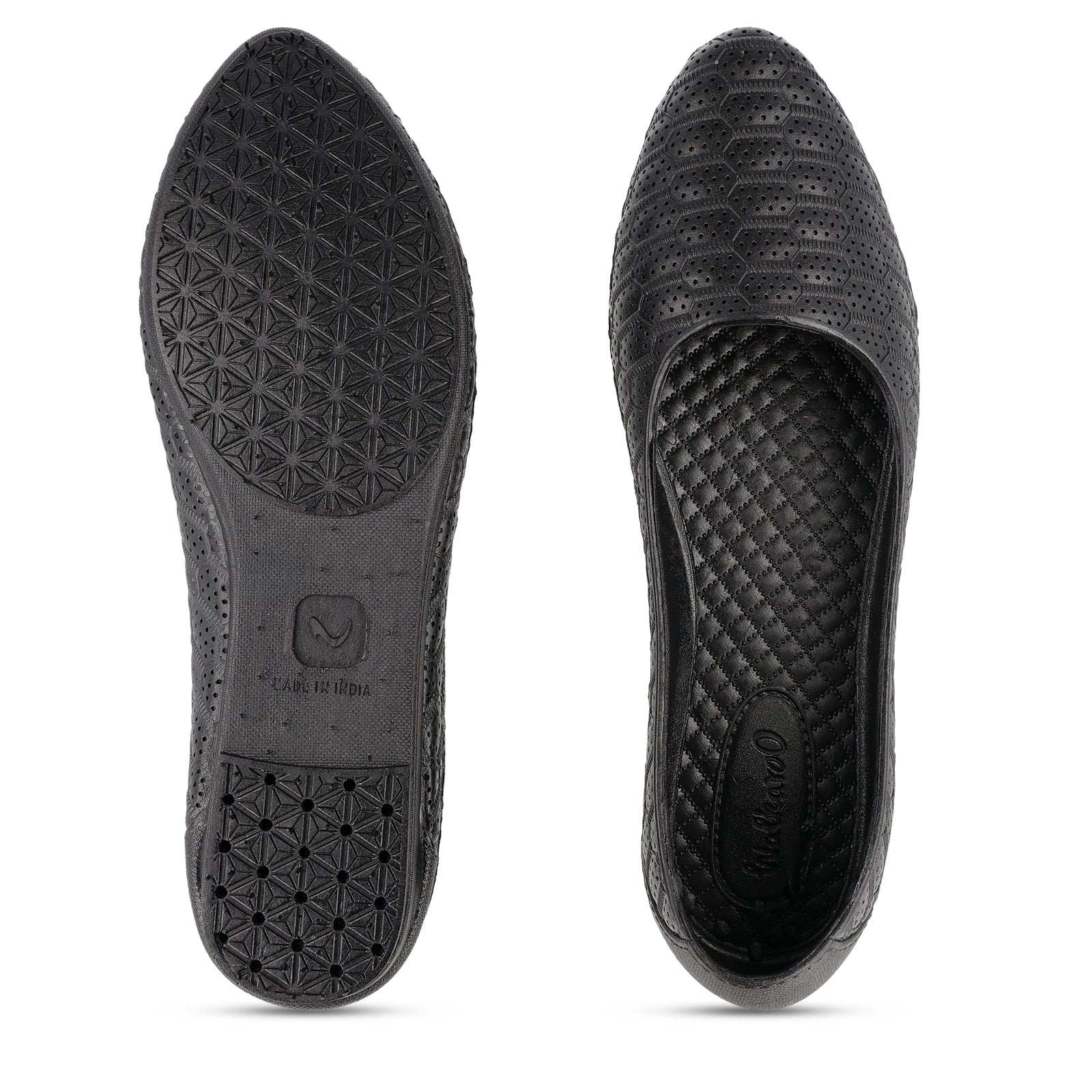 Walkaroo Go Womens Melange Belly Shoes - 12801 Black