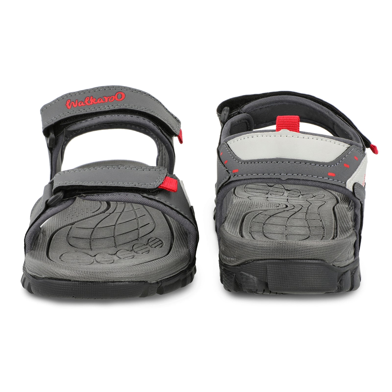 Walkaroo Men Strappy Floater Sandals - WC4362 Grey Red