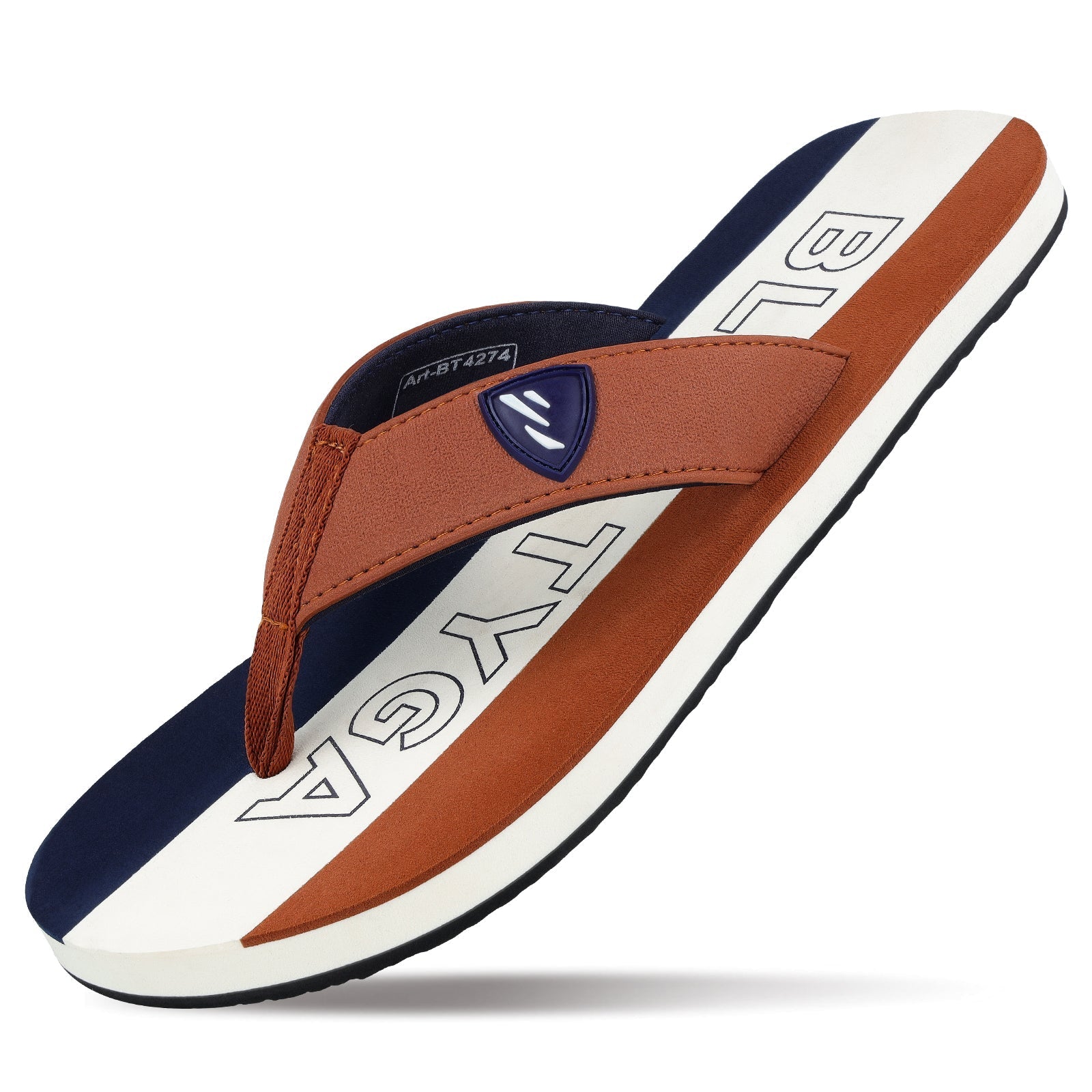 Blue Tyga Men's Flip Flop Thong - BT4274 Tan Blue