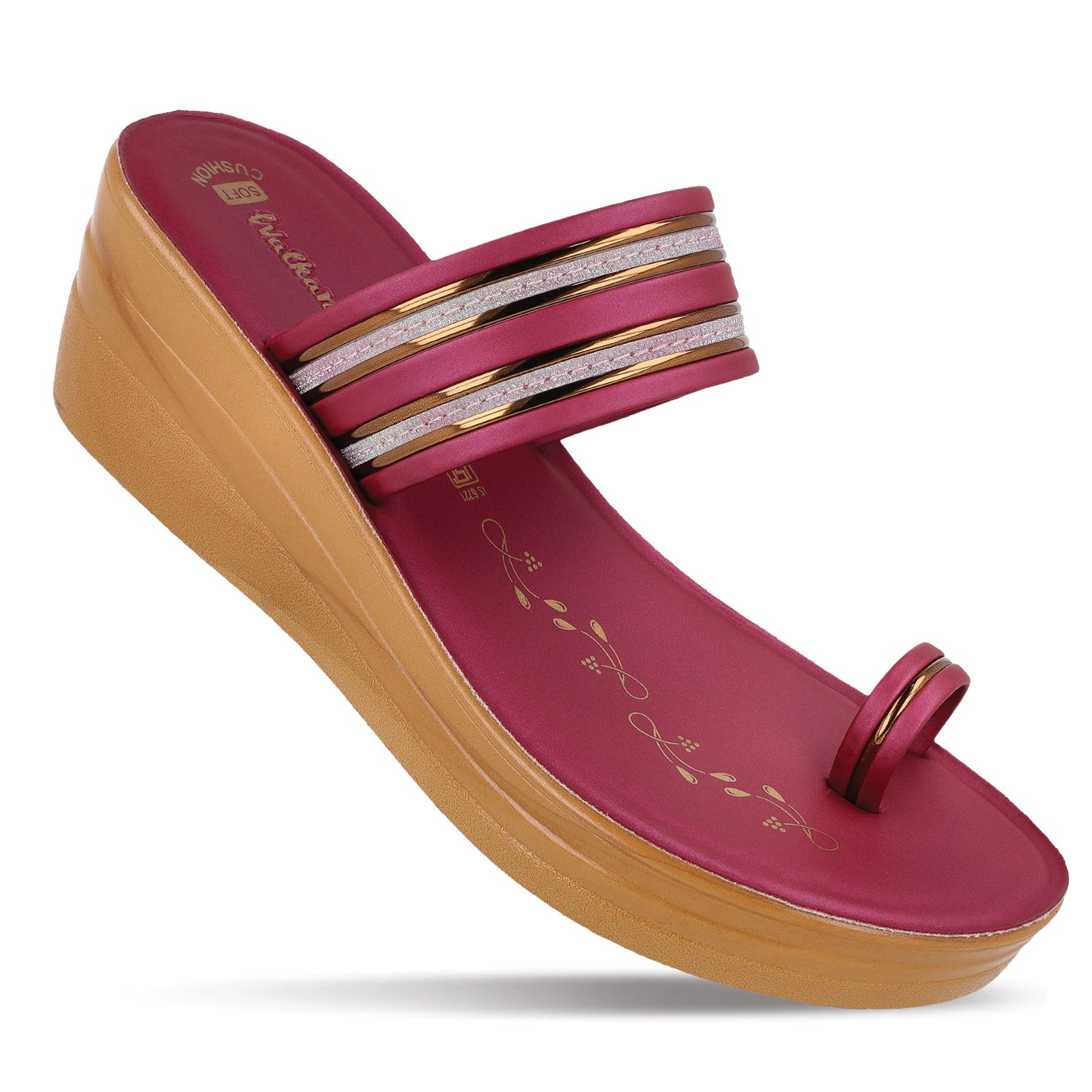 Women's Wedge Heel Sandals - WLR74506 Maroon