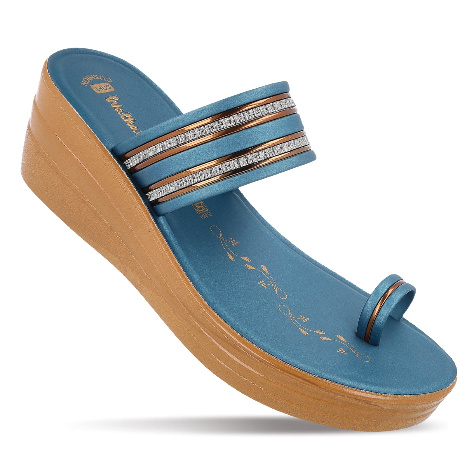 Women's Wedge Heel Sandals WLR74506 Peacock Blue