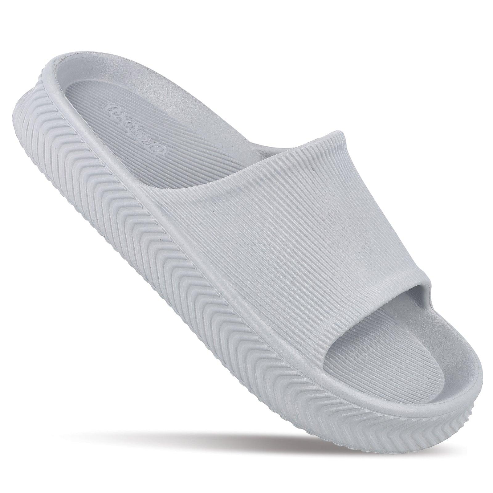 Walkaroo Mens Flip Flop Sliders - WC8737 Light Grey