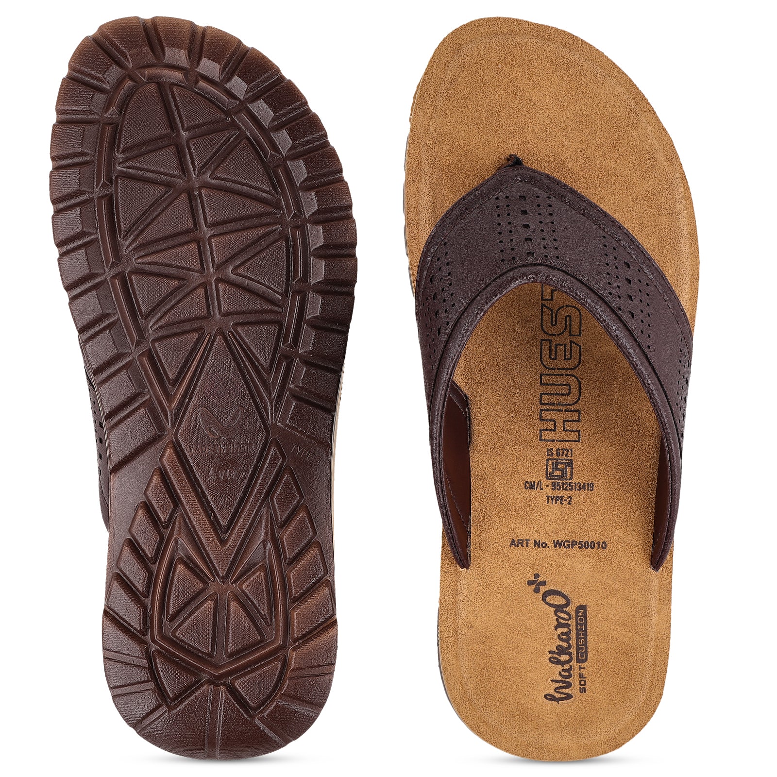 Men's Daily Wear V-Strap Sandals - WGP50010 Brown