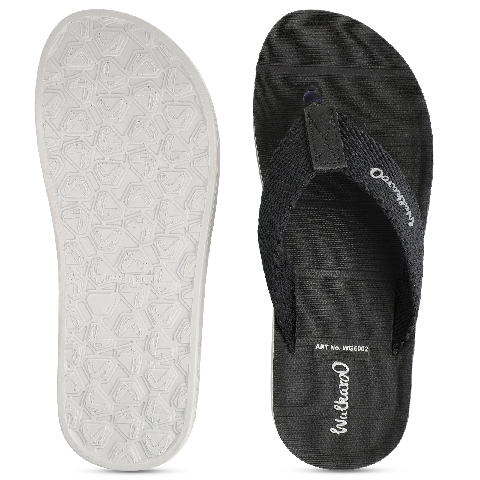 Walkaroo Men Solid Thong Sandals - WG5002 Black