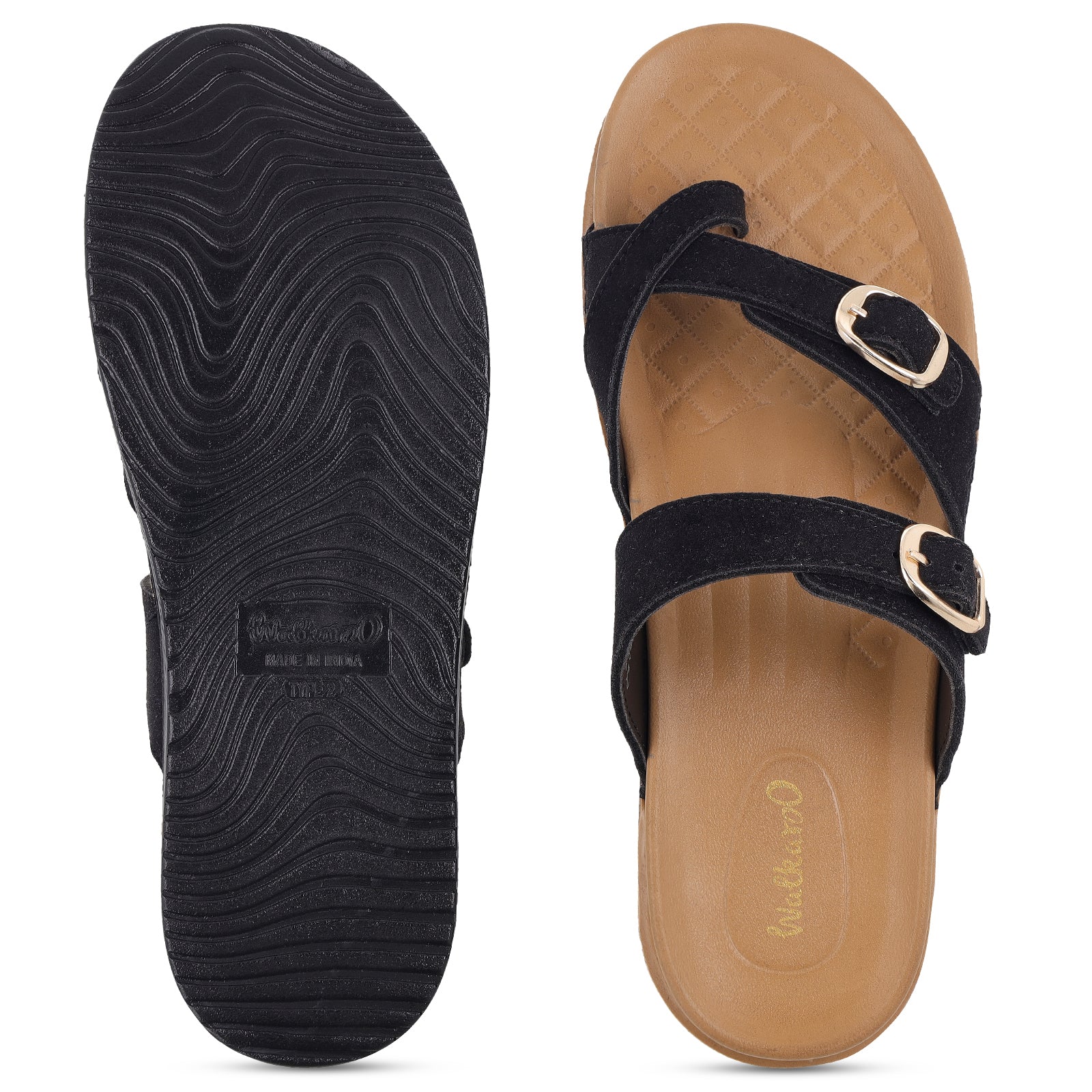 Women's Daily Wear Comfort Sandals - WE2501 Black Beige