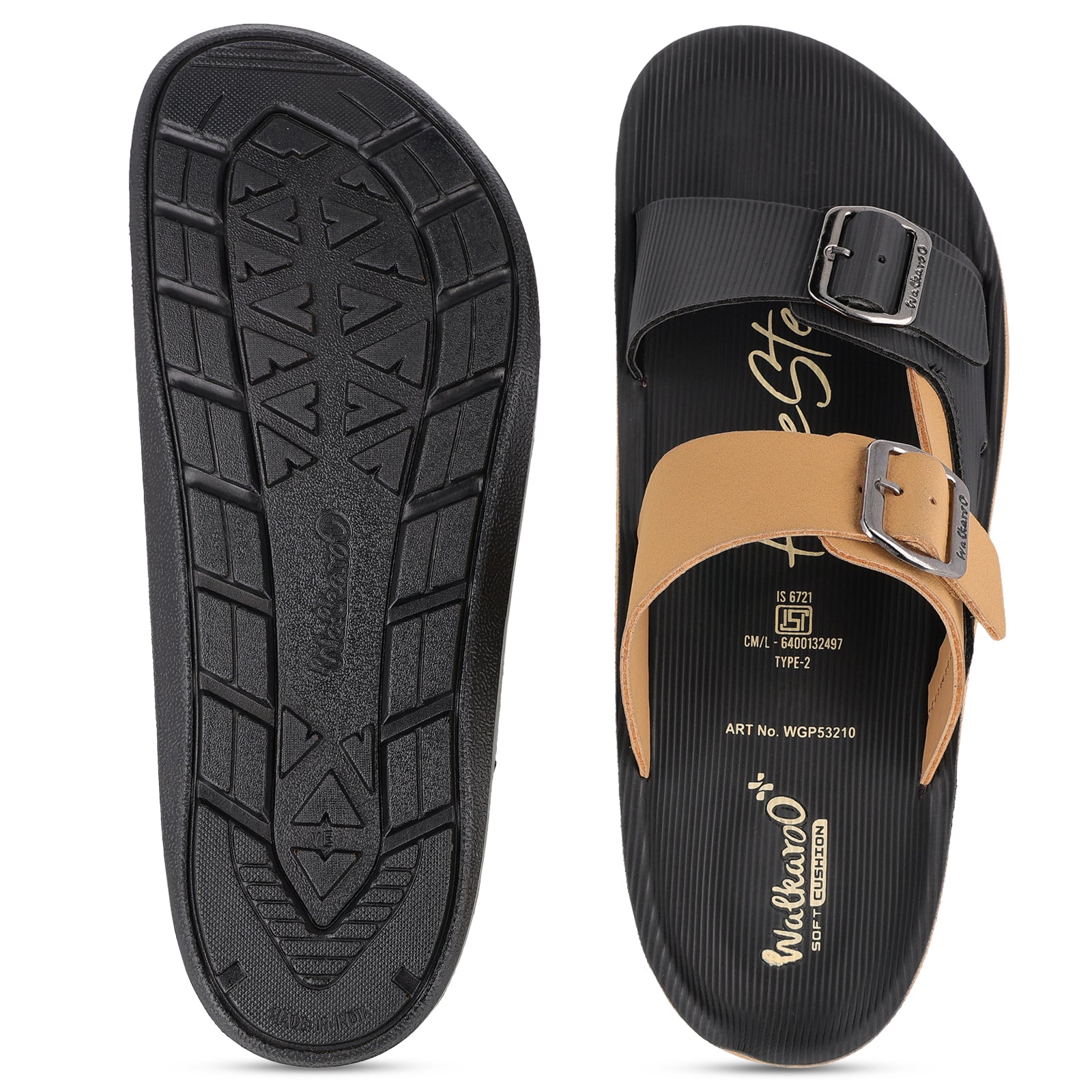 Men's Daily Wear Comfort Sandals - WGP53210 Black Beige