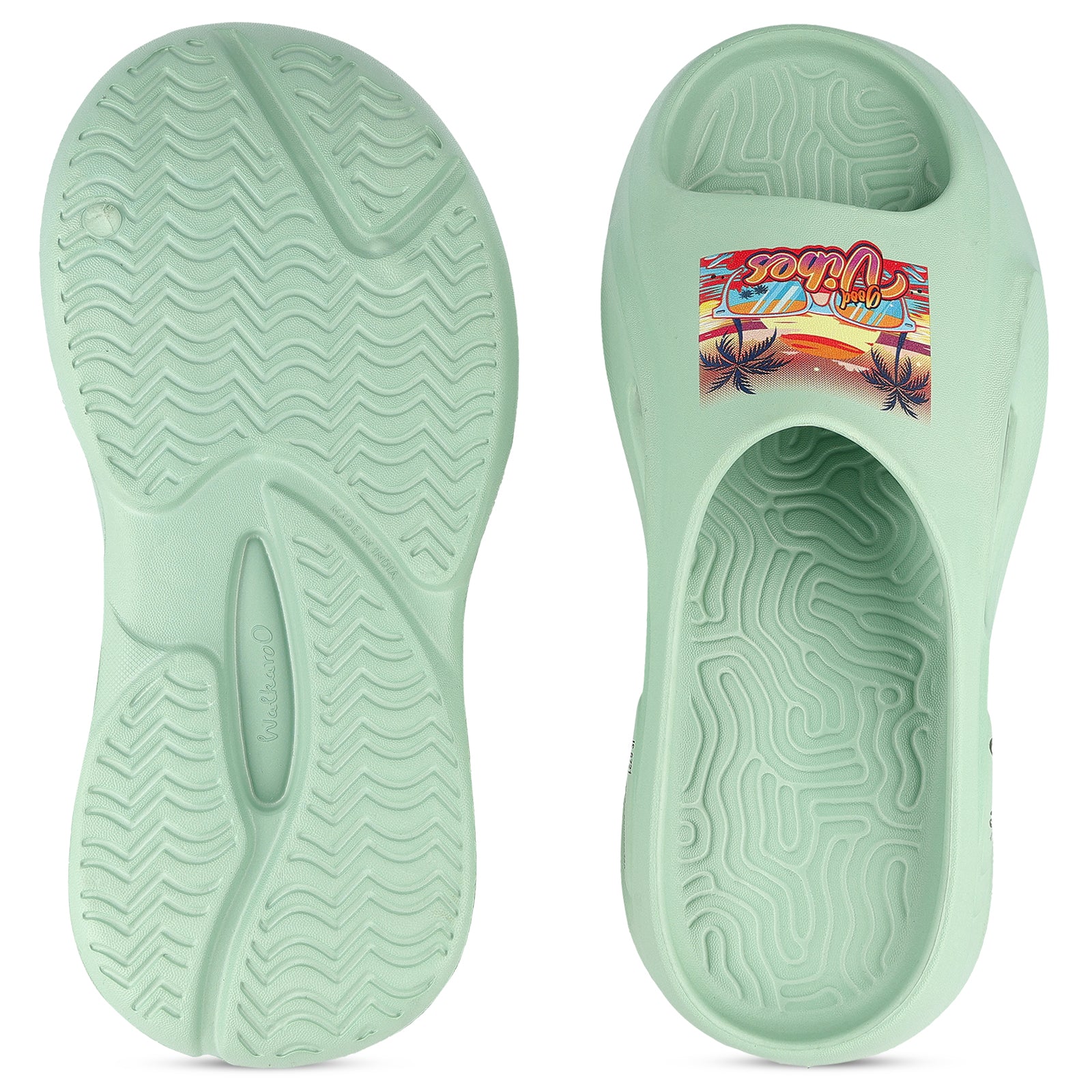 Women's Flip Flop Sliders - WC8930 Ice Green