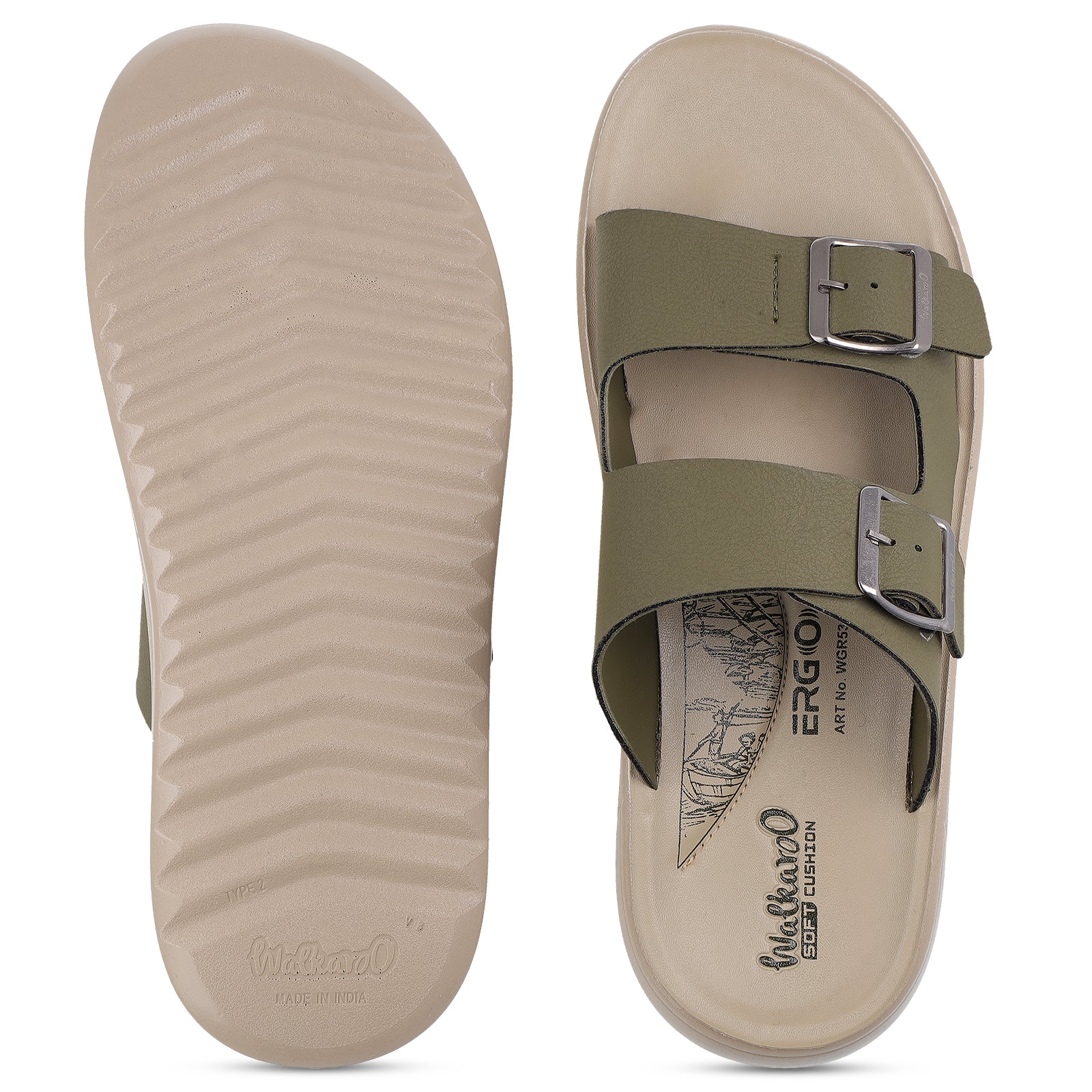 Men's Daily Wear Sandals - WGR53462 Olive Cream