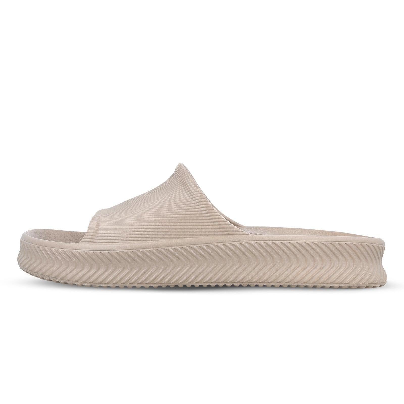 Walkaroo Mens Flip Flop Sliders - WC8737 Greige