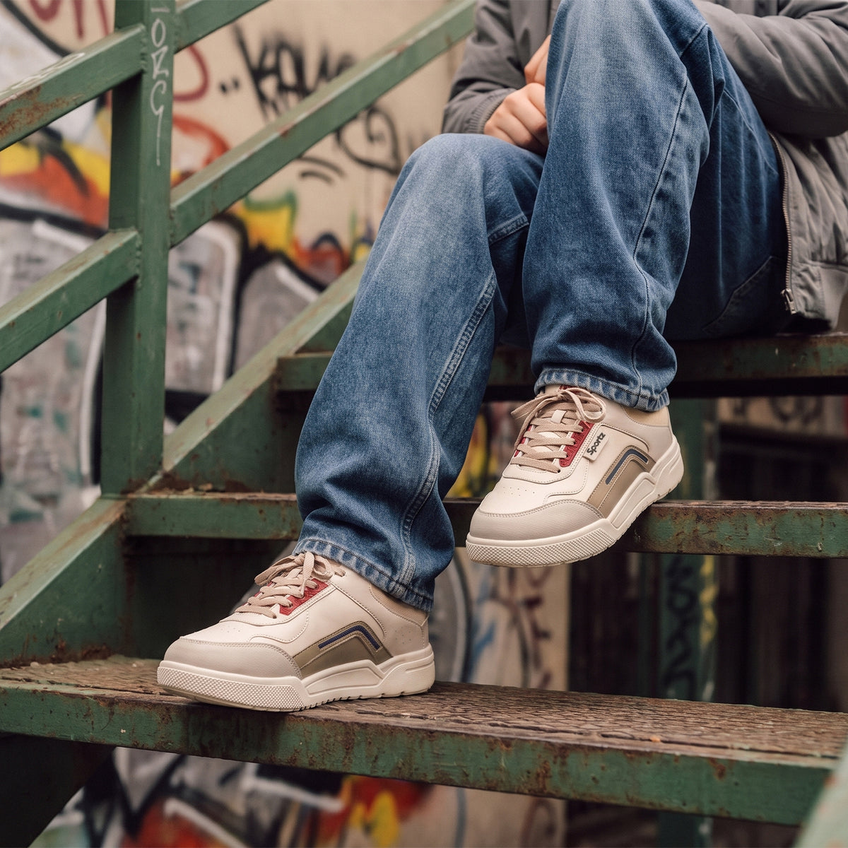 Men's Sports Sneakers - ONG97015 Beige
