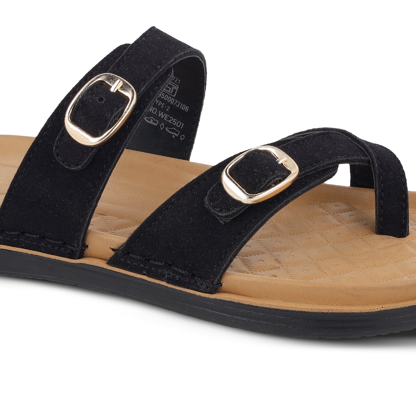 Women's Daily Wear Comfort Sandals - WE2501 Black Beige