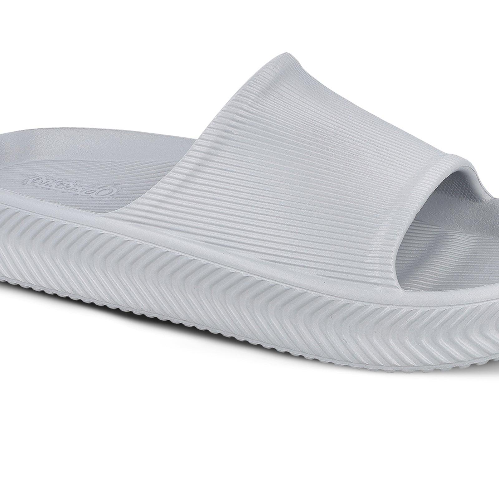Walkaroo Mens Flip Flop Sliders - WC8737 Light Grey