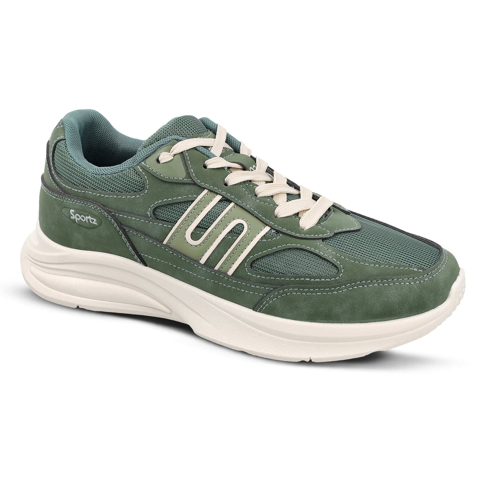 Men's Suede Sports Sneakers - SGE24009 Dark Green