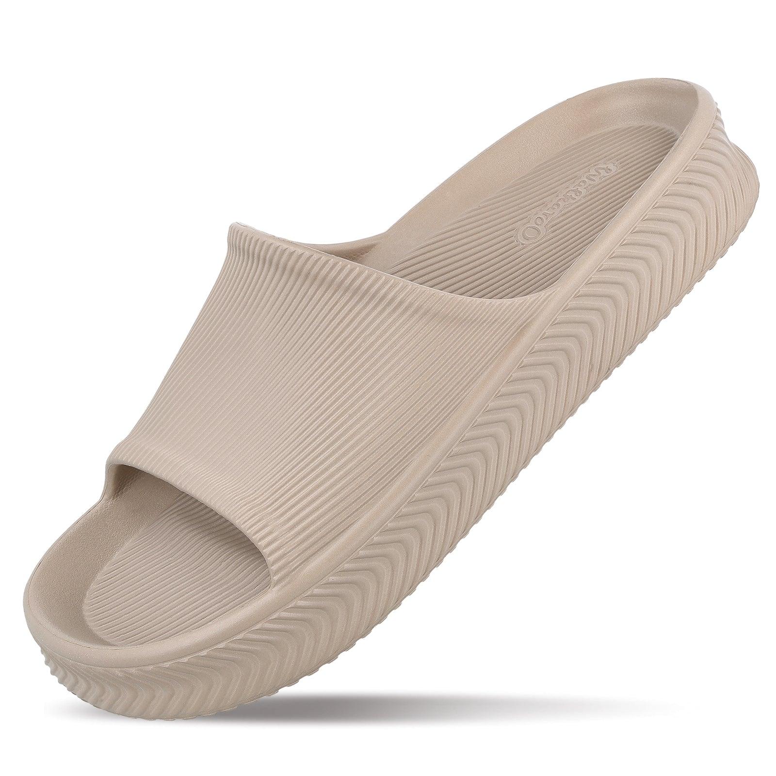 Walkaroo Mens Flip Flop Sliders - WC8737 Greige