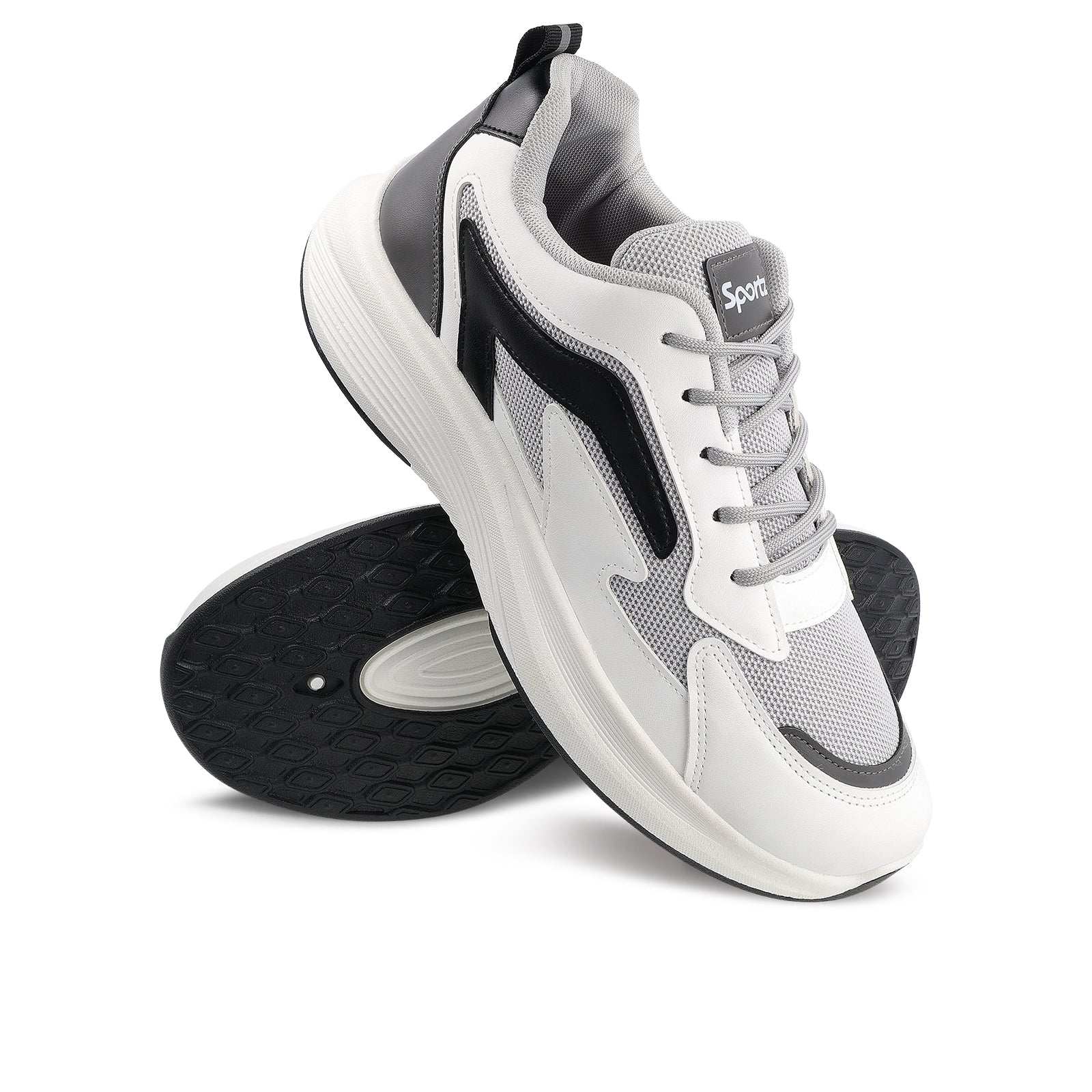 Men's Lace-up Walking Shoes - WS9129 White Black