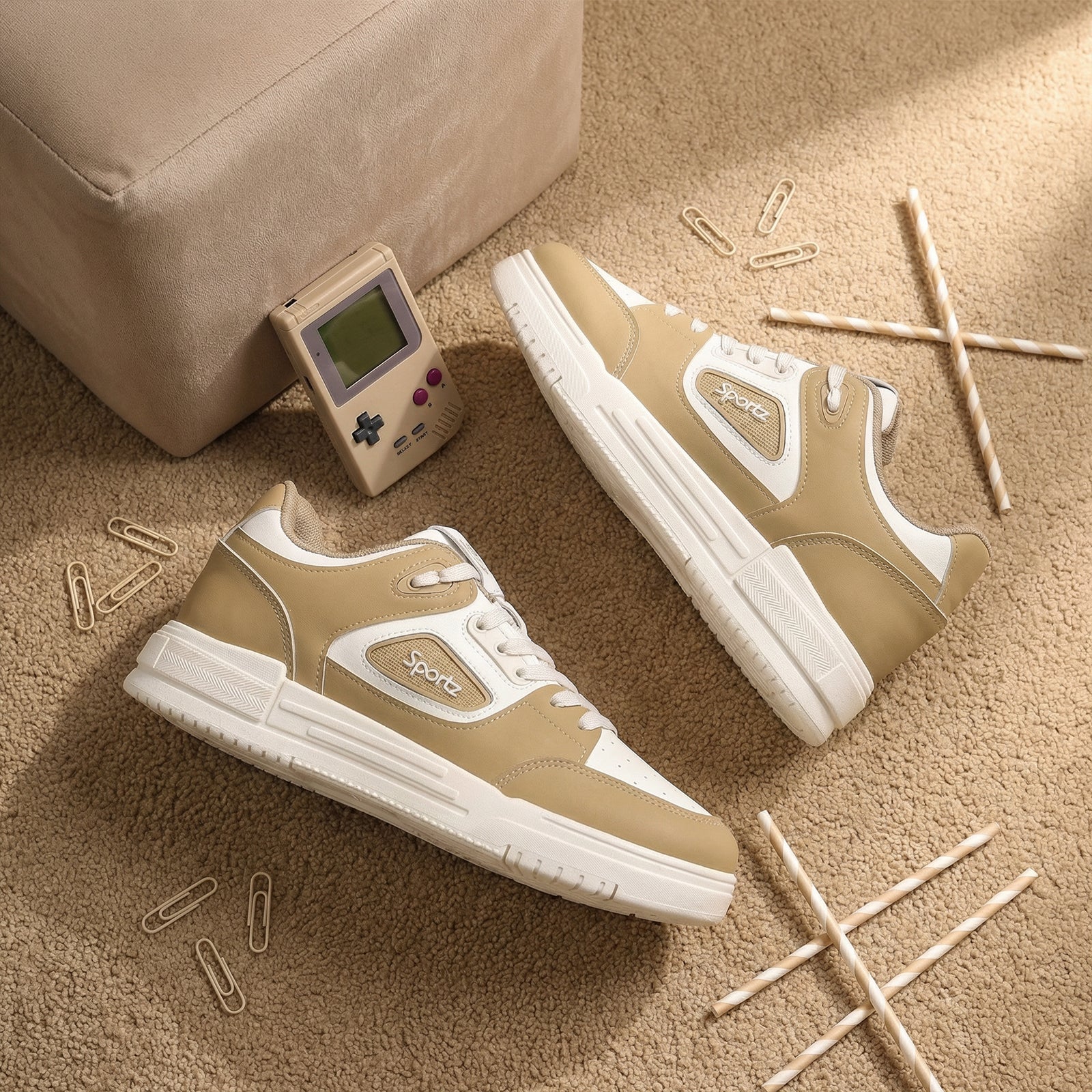 Men's Sports Sneakers - SGE24001 White Tan