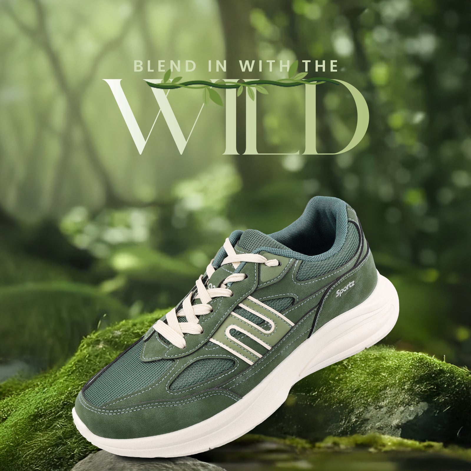 Men's Suede Sports Sneakers - SGE24009 Dark Green