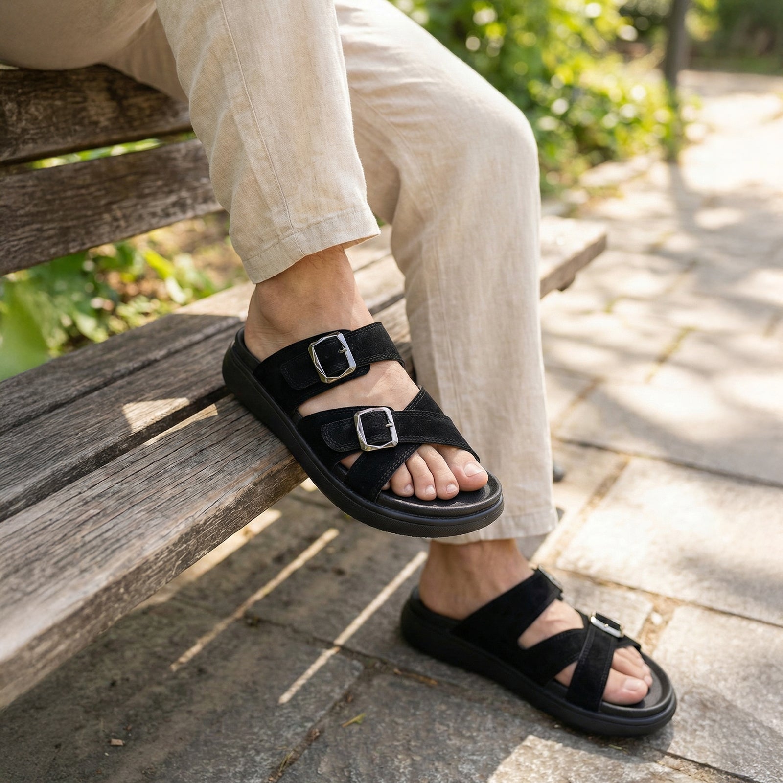 Men's Daily Wear Comfort Sandals - SGE28005 Black