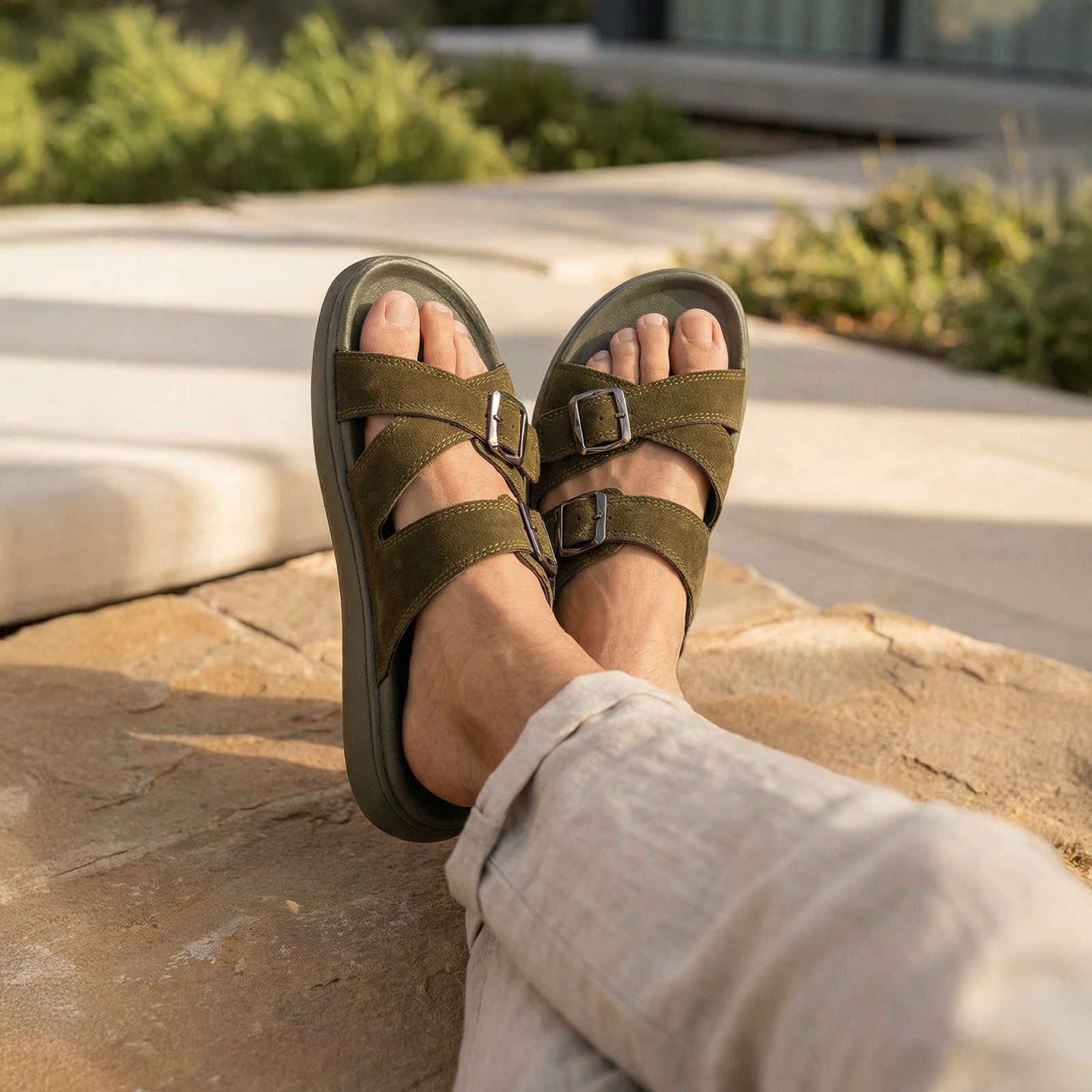 Men's Daily Wear Comfort Sandals - SGE28005 Olive