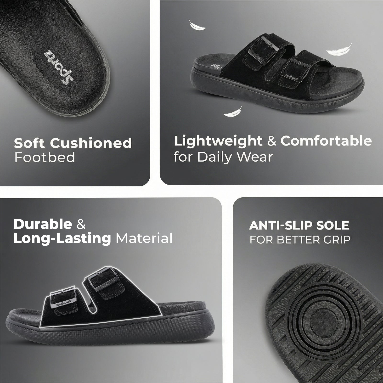 Men's Daily Wear Comfort Sandals - SGE28007 Black