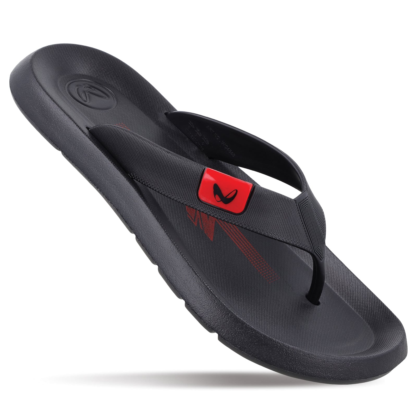 Shop Men's Flip-Flop Slippers WC4848 Black Red Online – Walkaroo