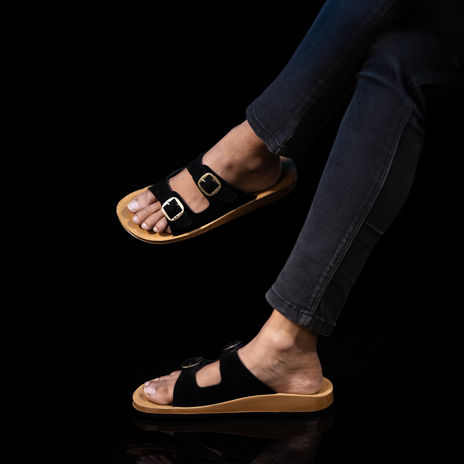 Women's Daily Wear Sandals - WE2362 Black Beige