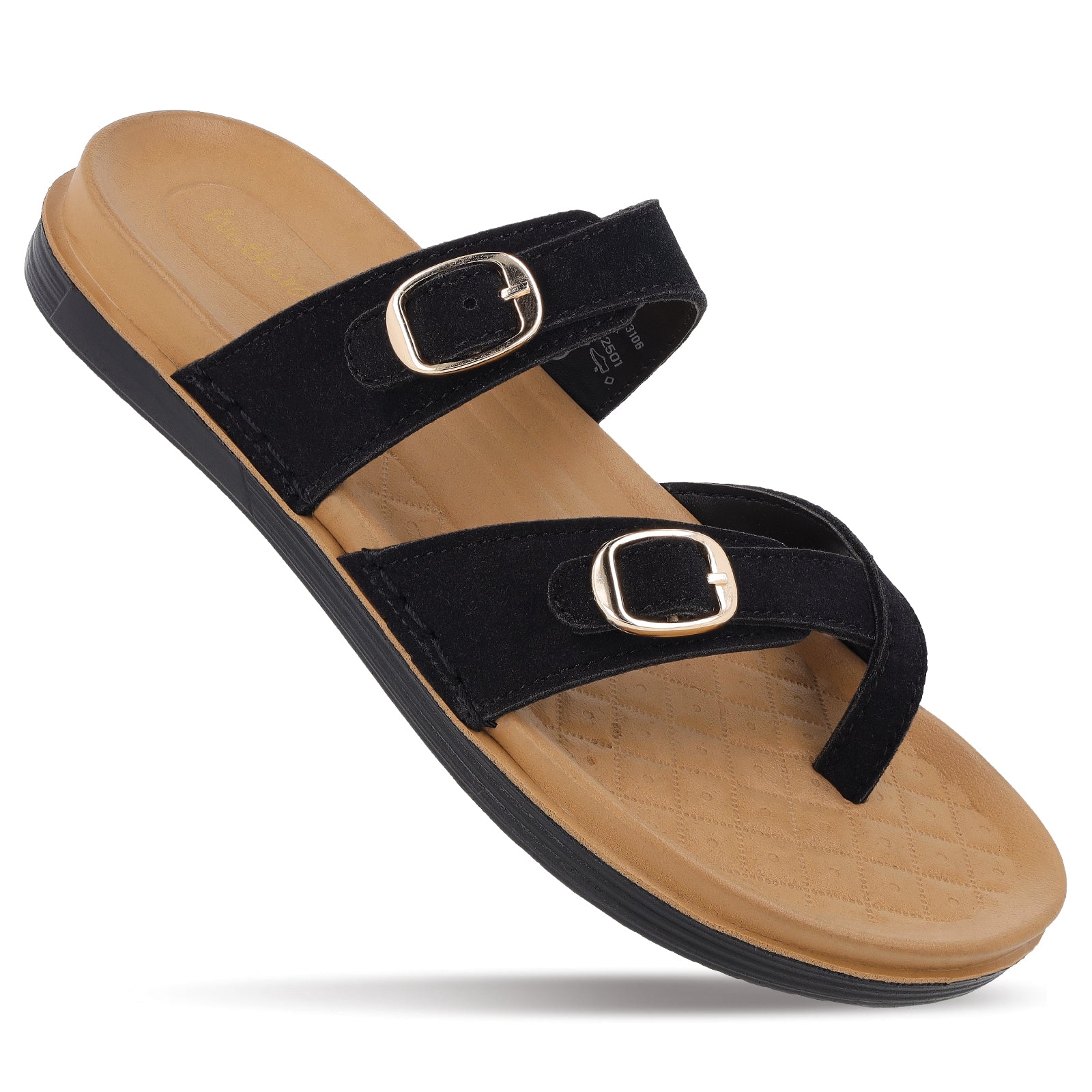 Women's Daily Wear Comfort Sandals - WE2501 Black Beige