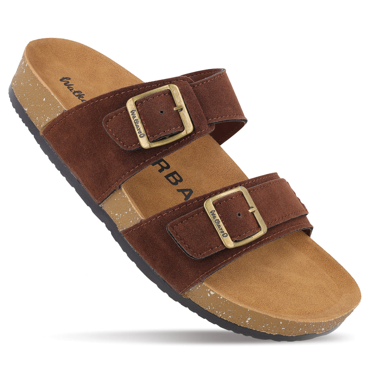 Walkaroo URBANOZ WGE53329 men's brown two-strap buckle sandal