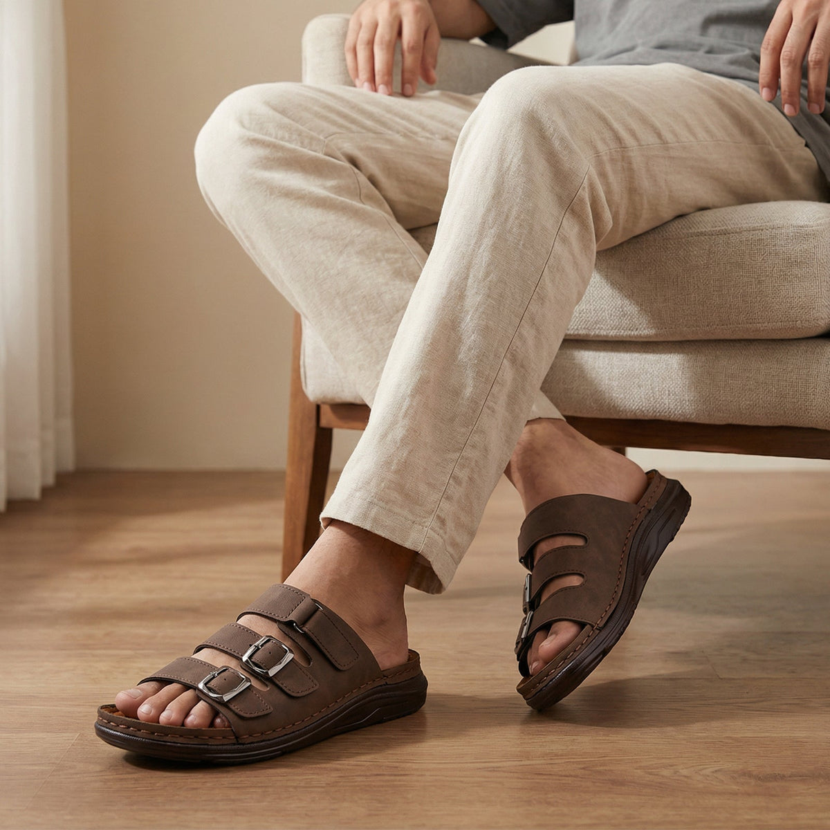 Men's Daily Wear Comfort Sandals - WGP53053 Brown
