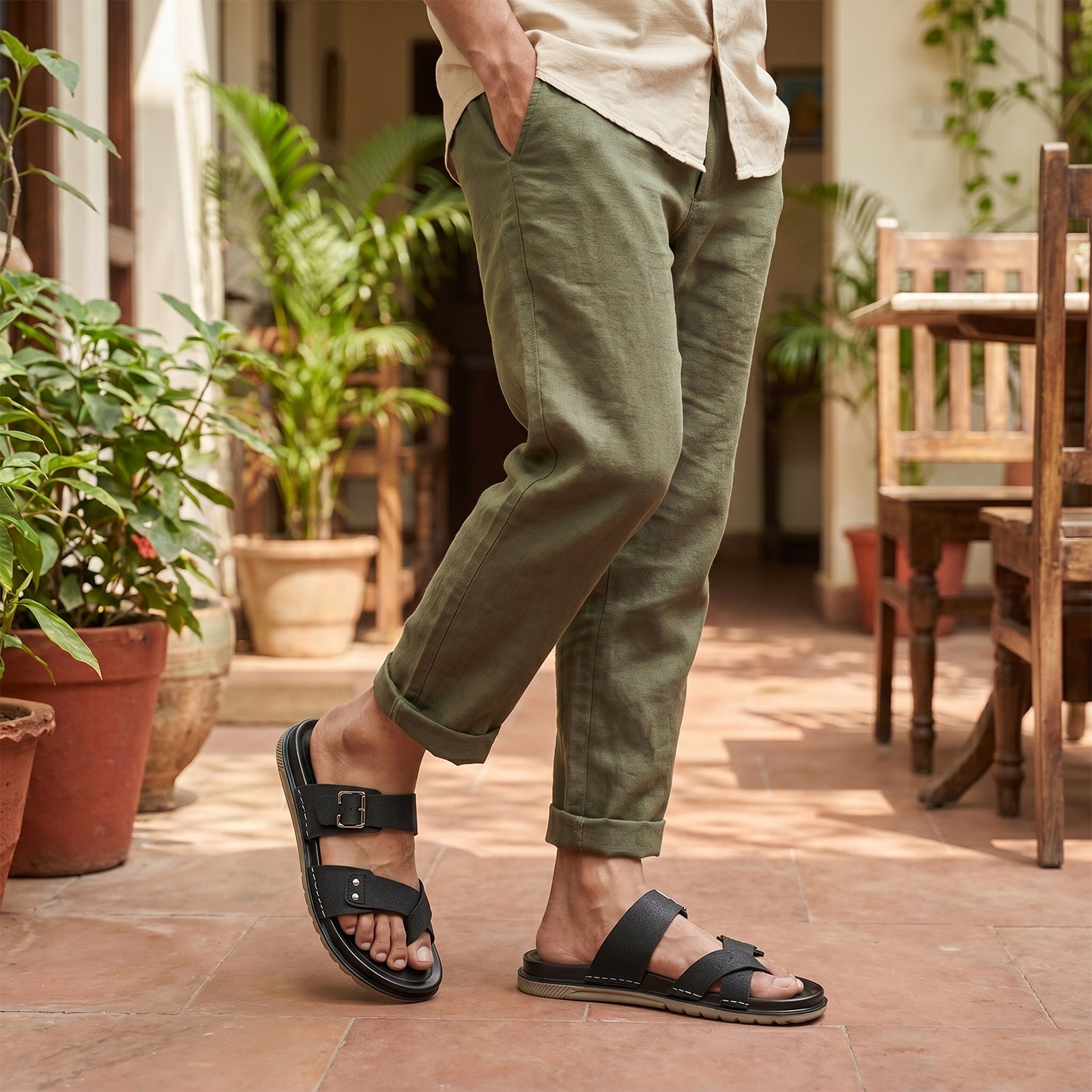 Men's Daily Wear Comfort Sandals - WGP53089 Black