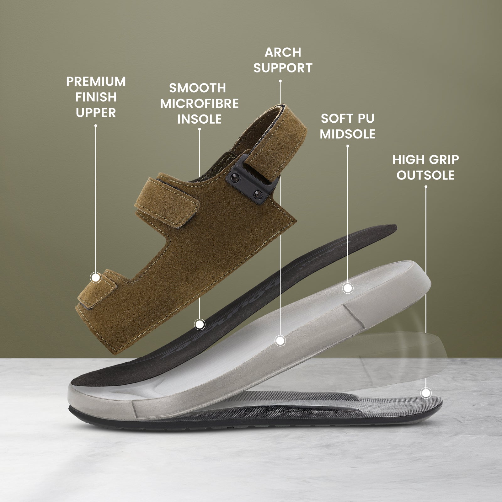 Men's Daily Wear Comfort Sandals - WGP58013 Olive