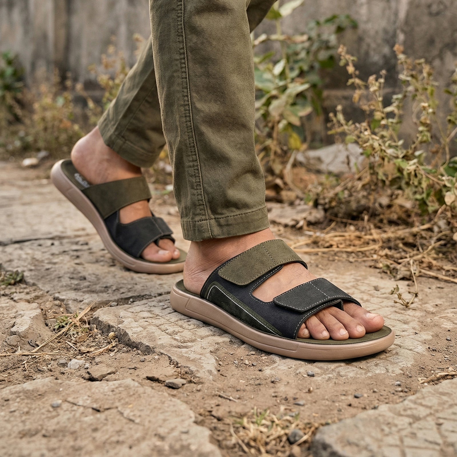 Men's Daily Wear Sandals - WGR53377 Olive