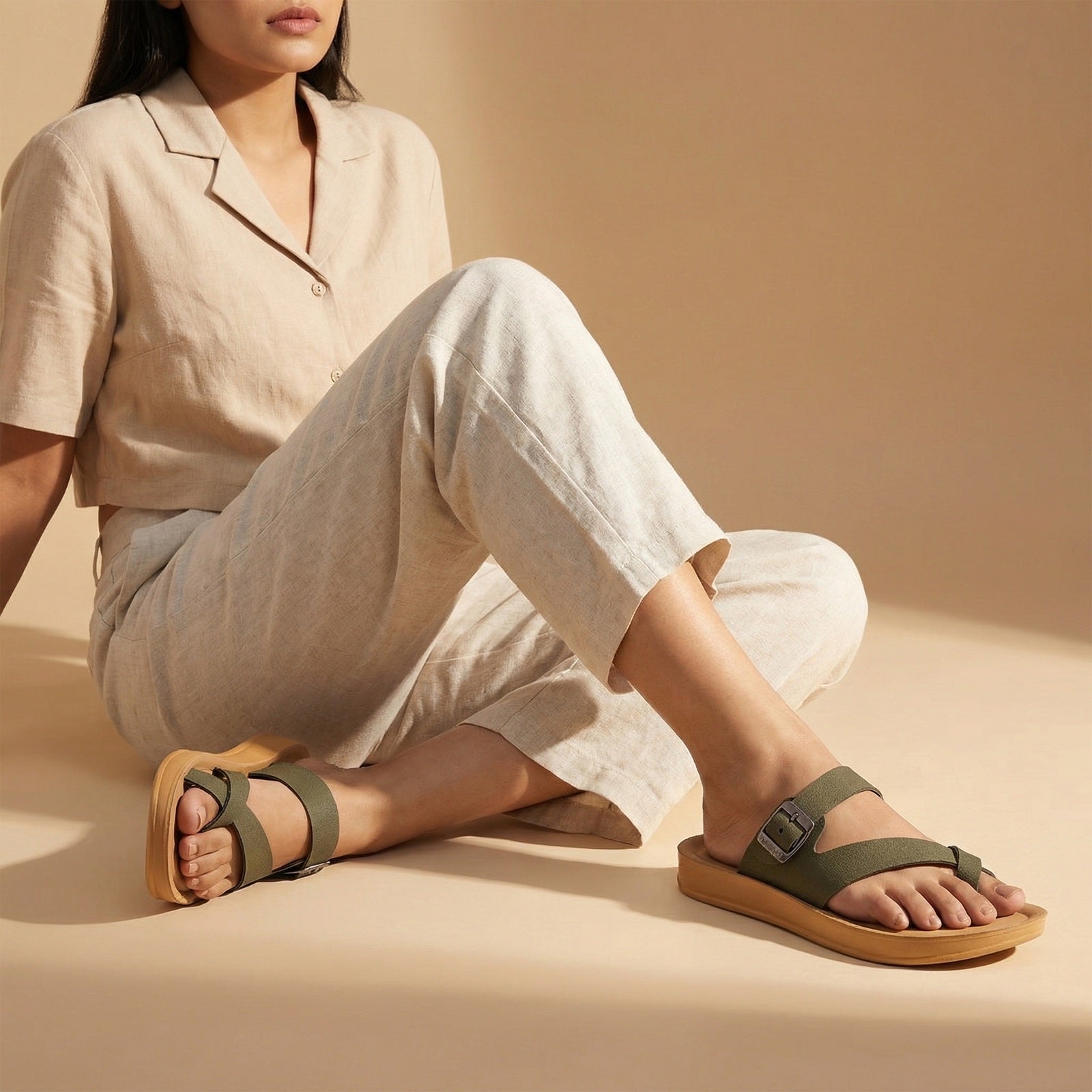 Women's Daily Wear Sandals - WL7573 Olive Beige