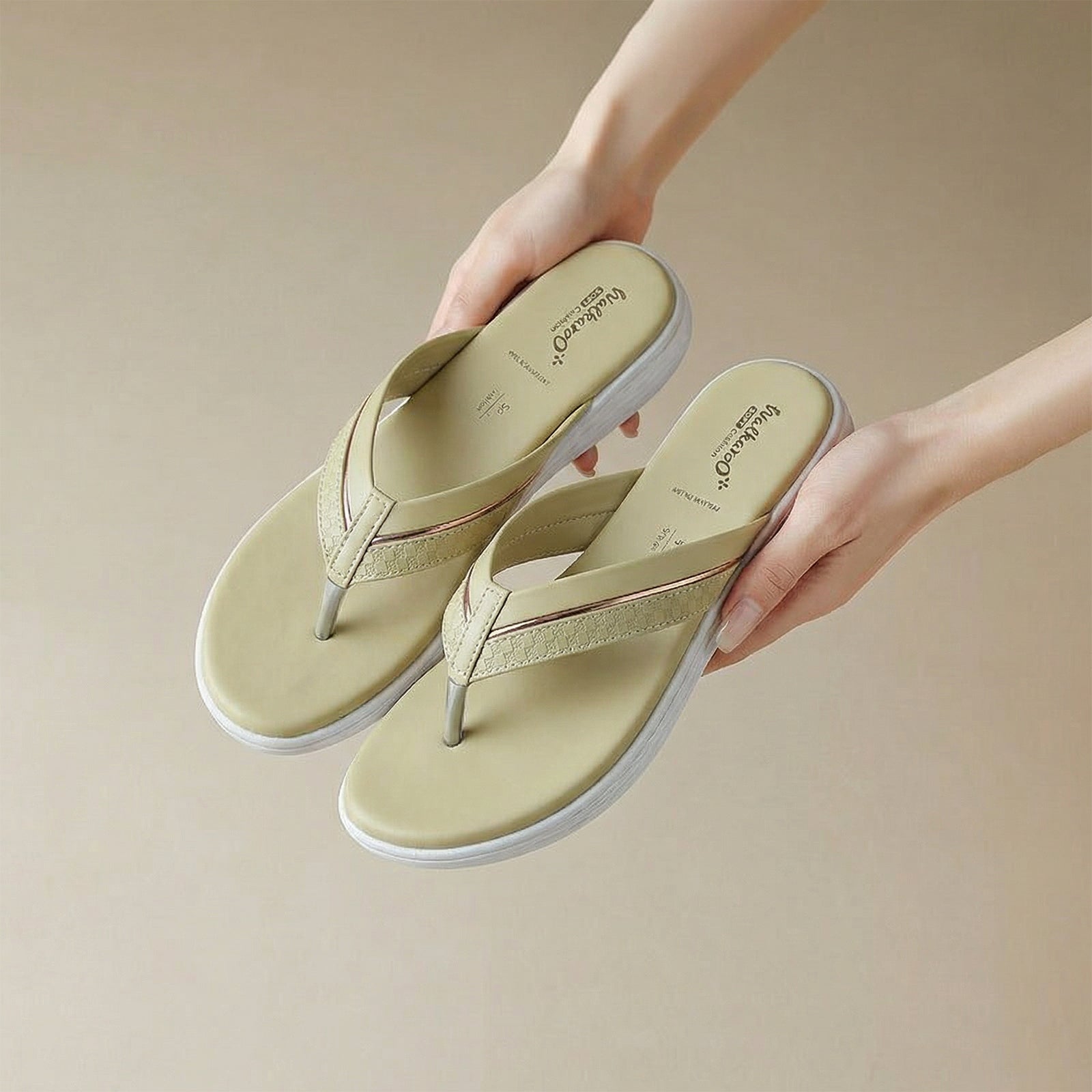 Women's Daily Wear V-Strap Sandals - WLP70414 Pista