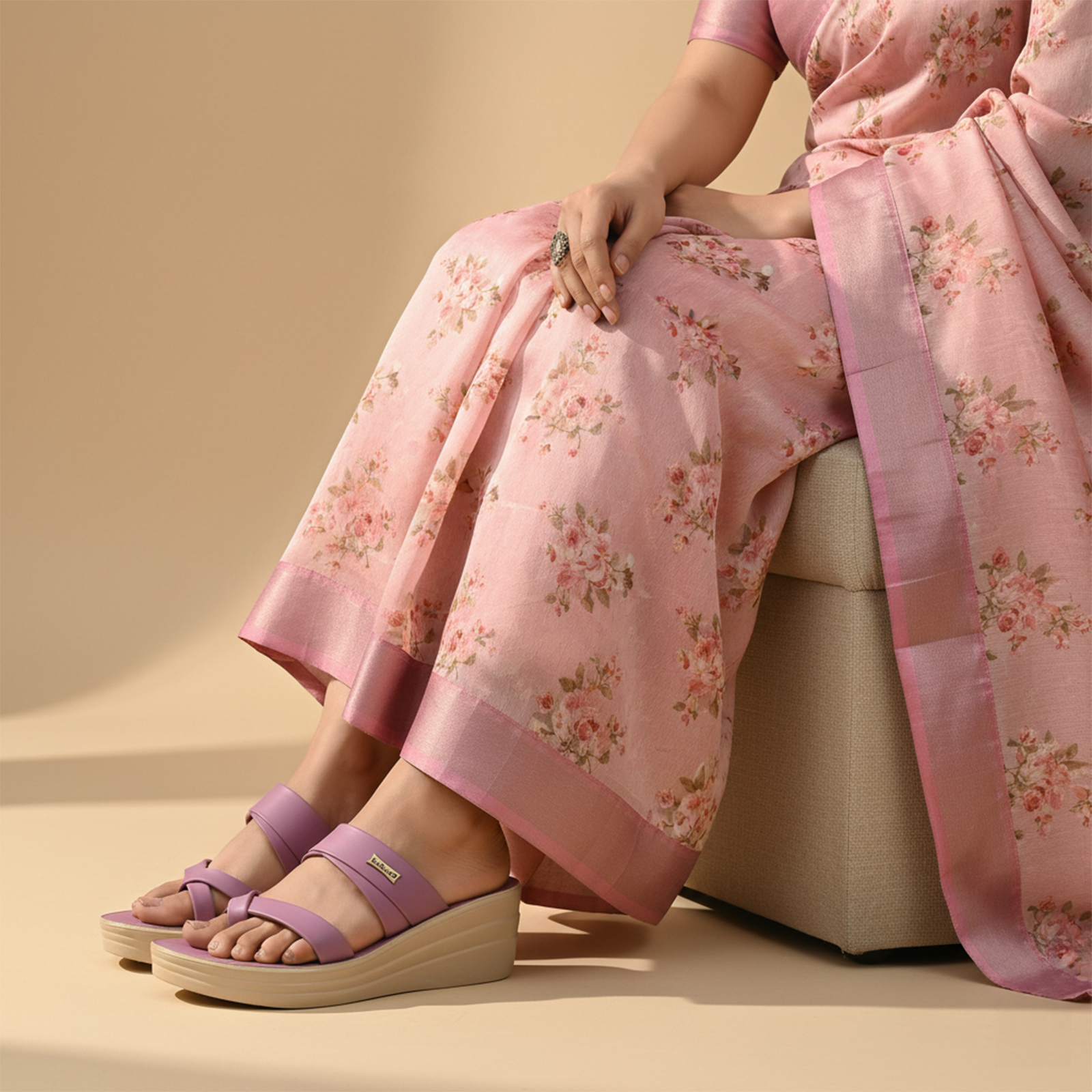 Women's Wedge Heel Sandals - WLP72029 Mauve