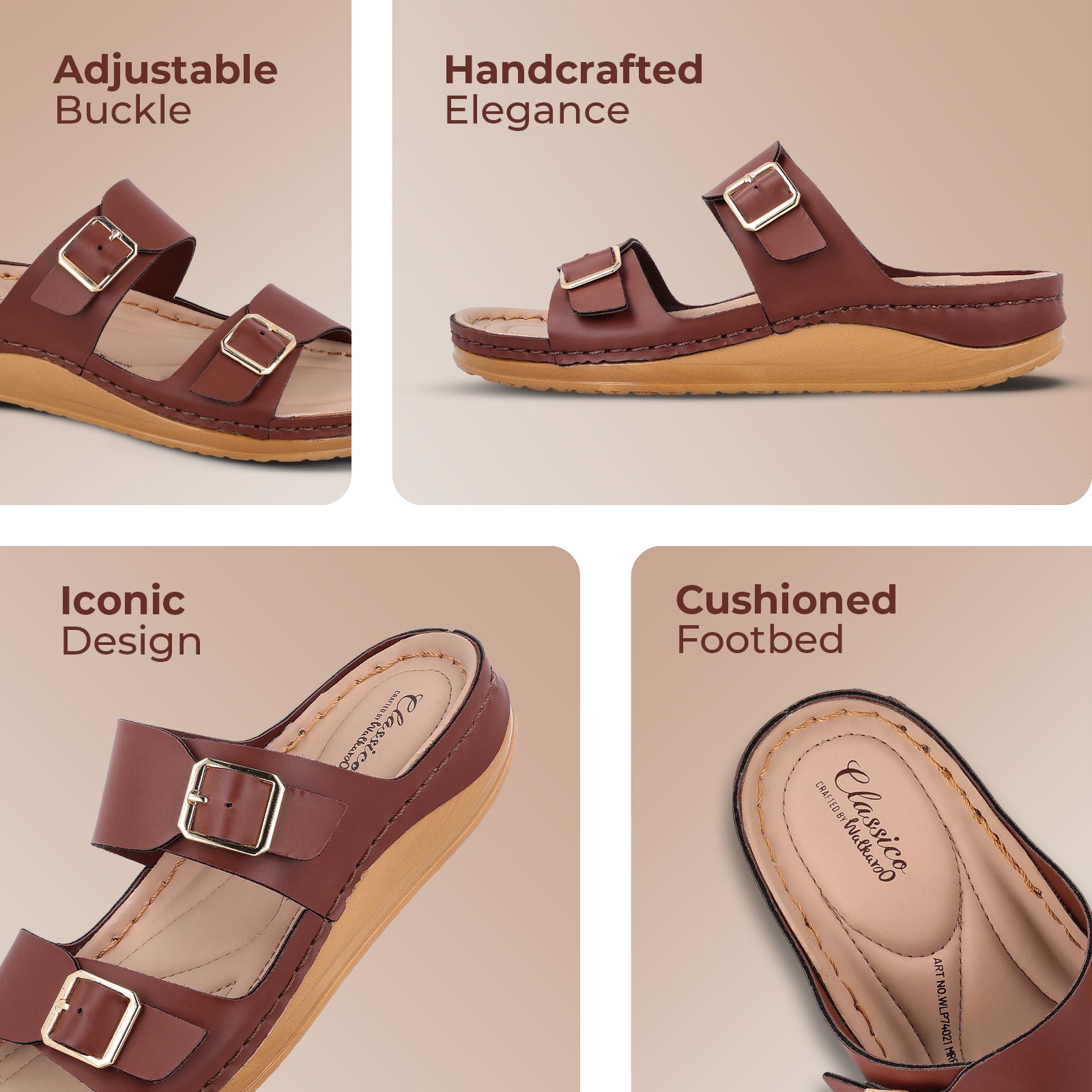 Women's Daily Wear Comfort Sandals - WLP74021 Brown