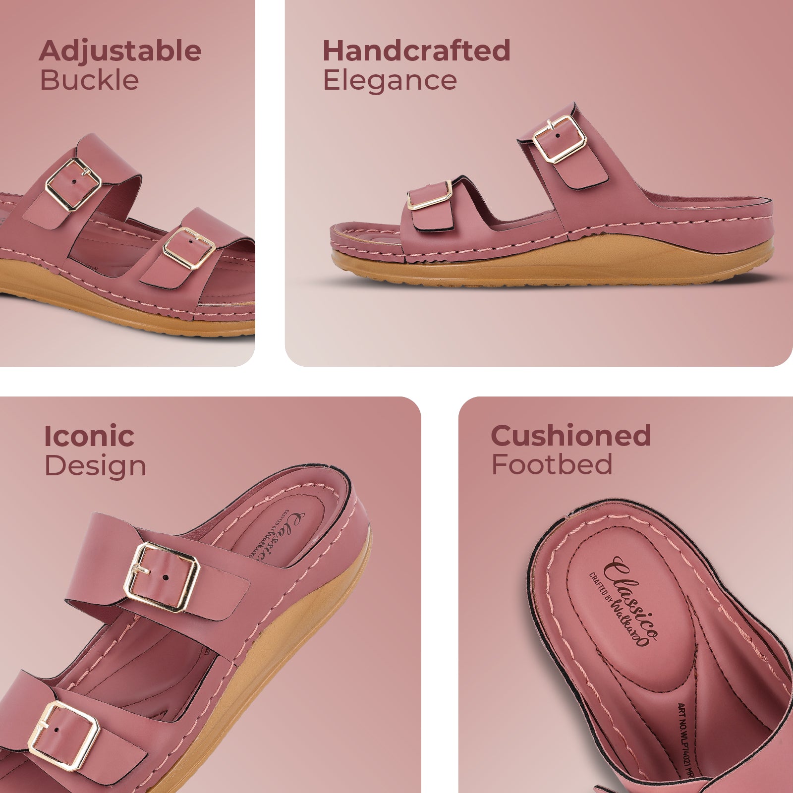 Women's Daily Wear Comfort Sandals - WLP74021 Dusty Rose