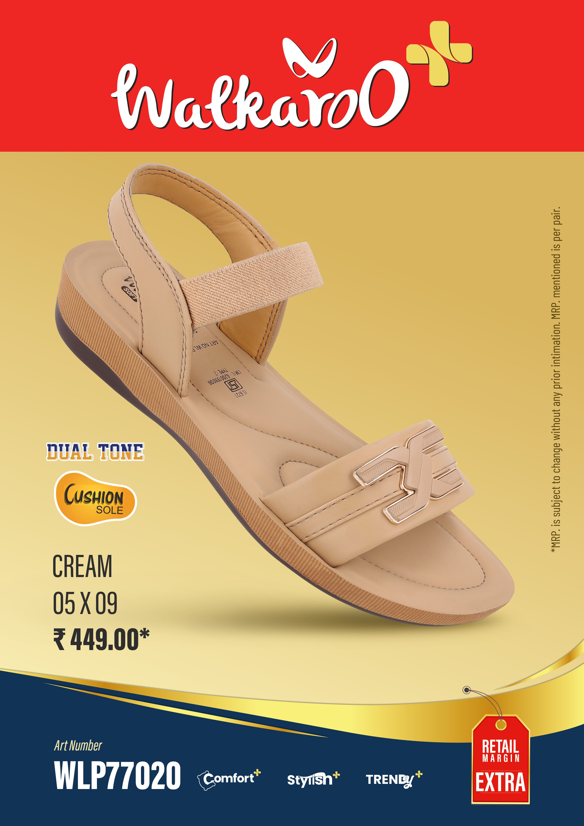 Women's Daily Wear Sandals - WLP77020 Cream