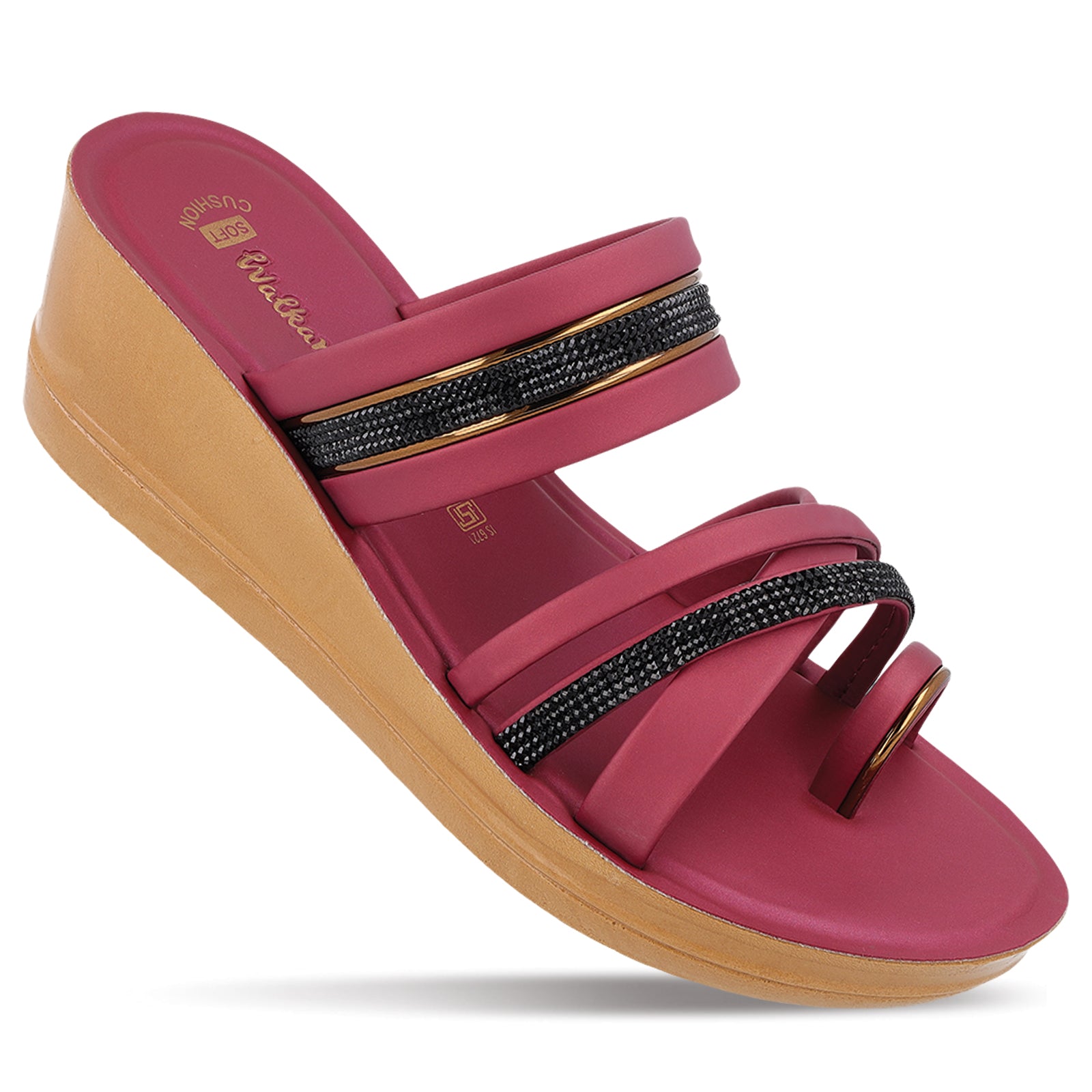 Women's Wedge Heel Sandals WLR72036 Maroon – Walkaroo Footwear