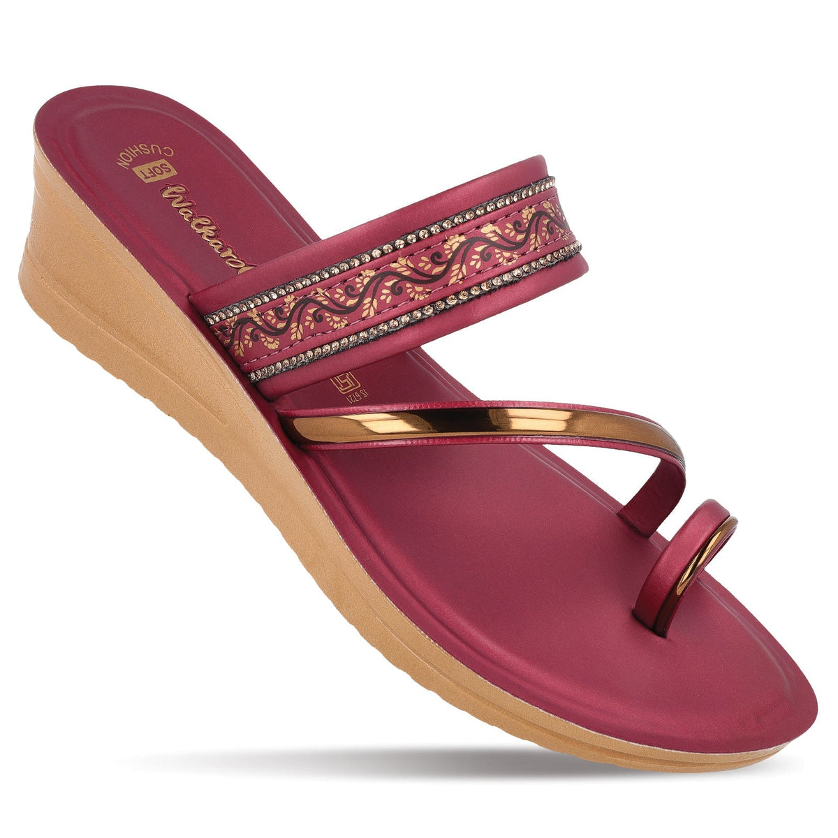 Women's Wedge Heel Sandals - WLR72058 Maroon