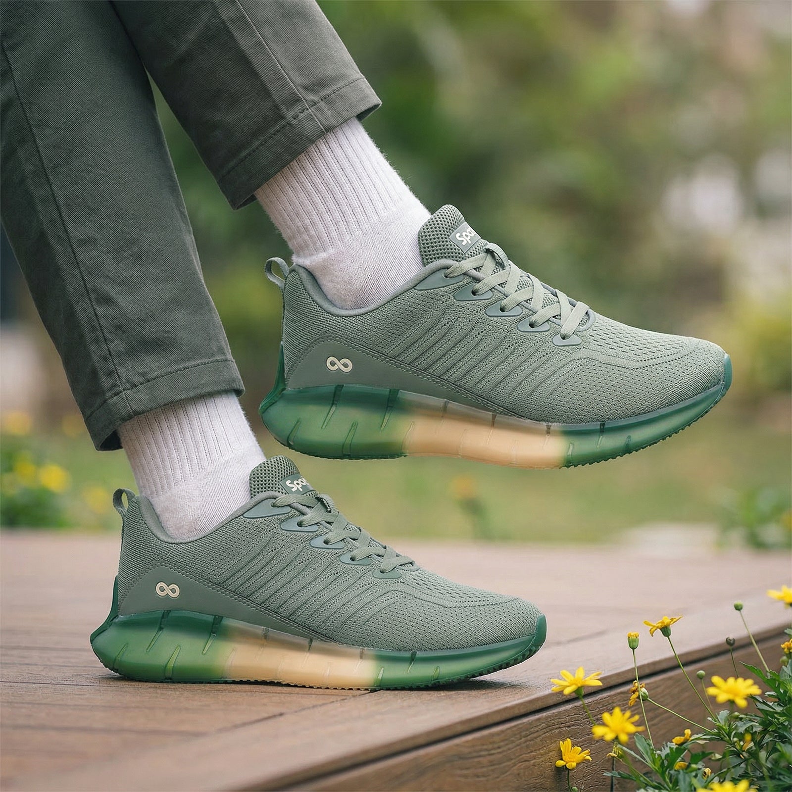 Men's Lace-up Walking Shoe - WS9101 Olive