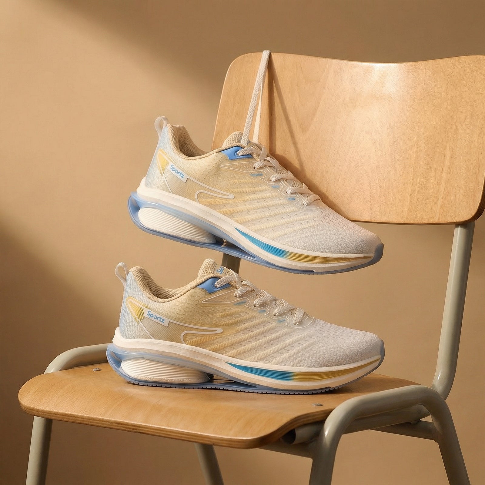 Men's Lace-up Sports Shoes - WS9151 Beige White